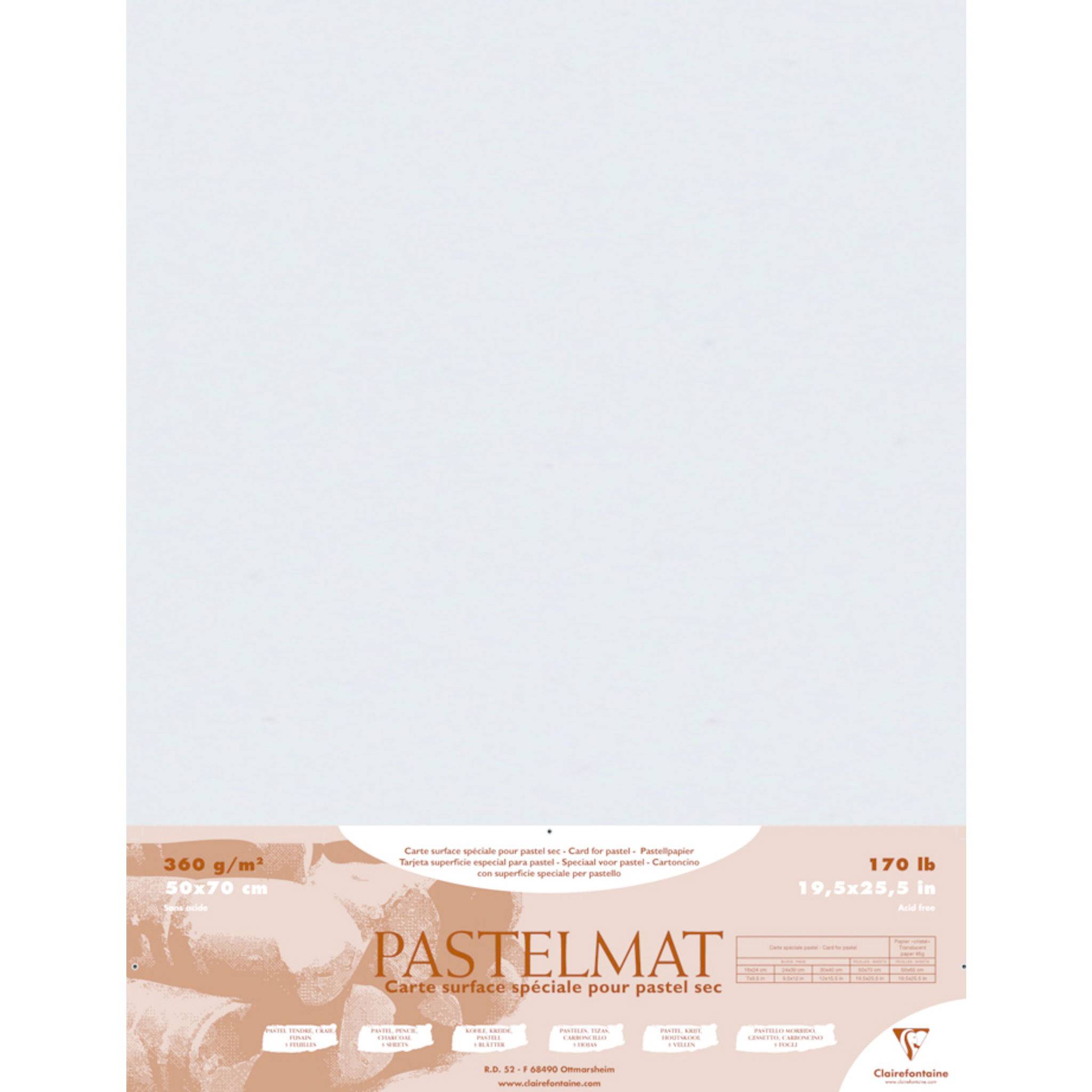 Clairefontaine Pastelmat Pastellmalerei, 5 Bogen 50x70 cm, 360g Hellgrau 96020C