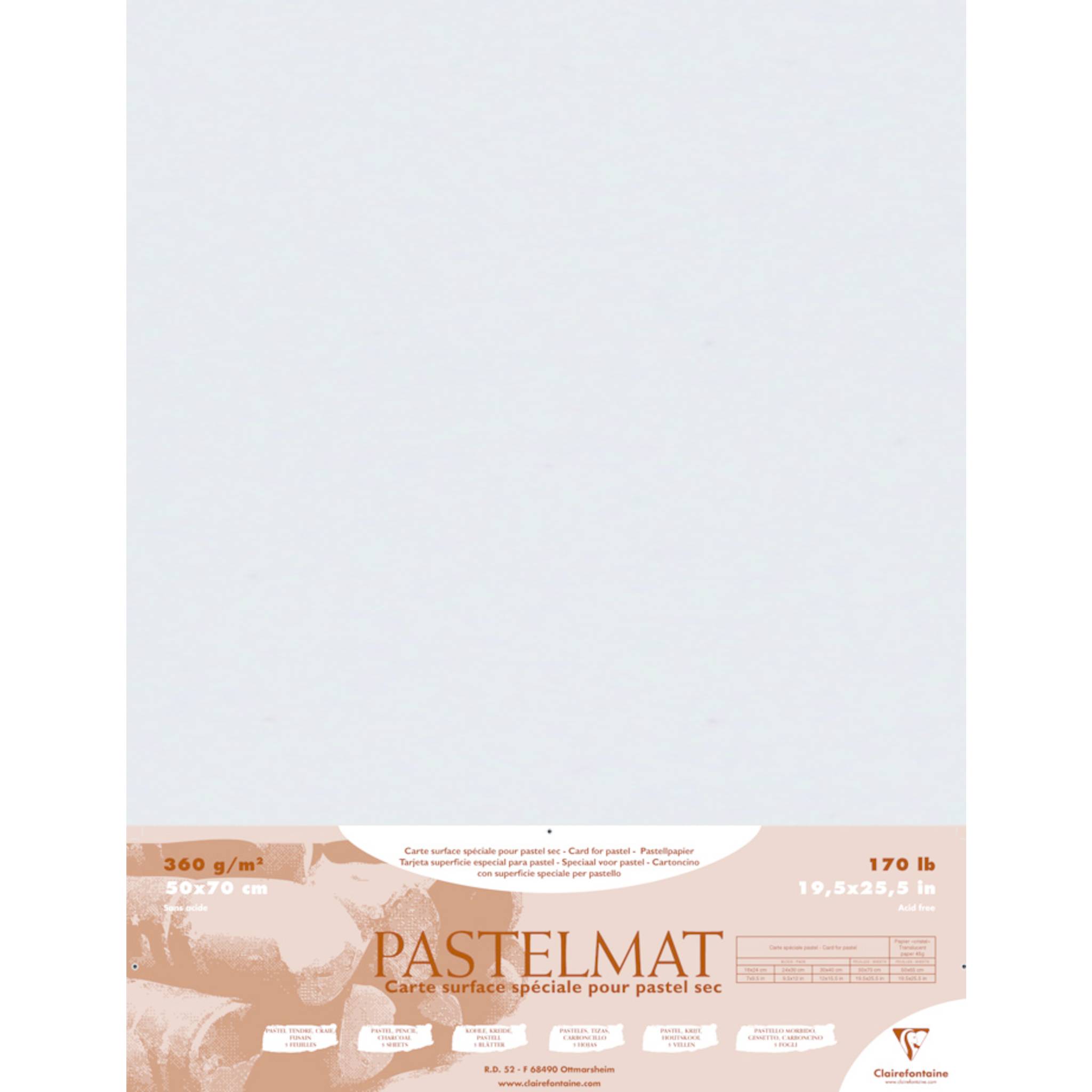 Clairefontaine Pastelmat Pastellmalerei, 5 Bogen 50x70 cm, 360g Hellgrau 96020C