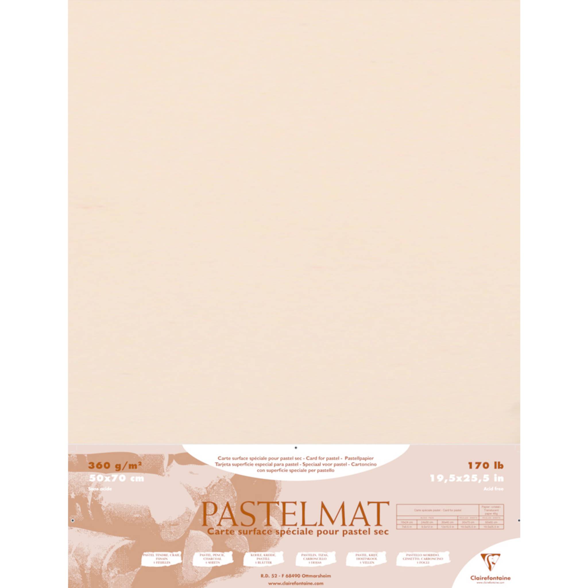 Clairefontaine Papier für Pastellmalerei, 5 Bogen 50x70cm, Maisfarben 96021C