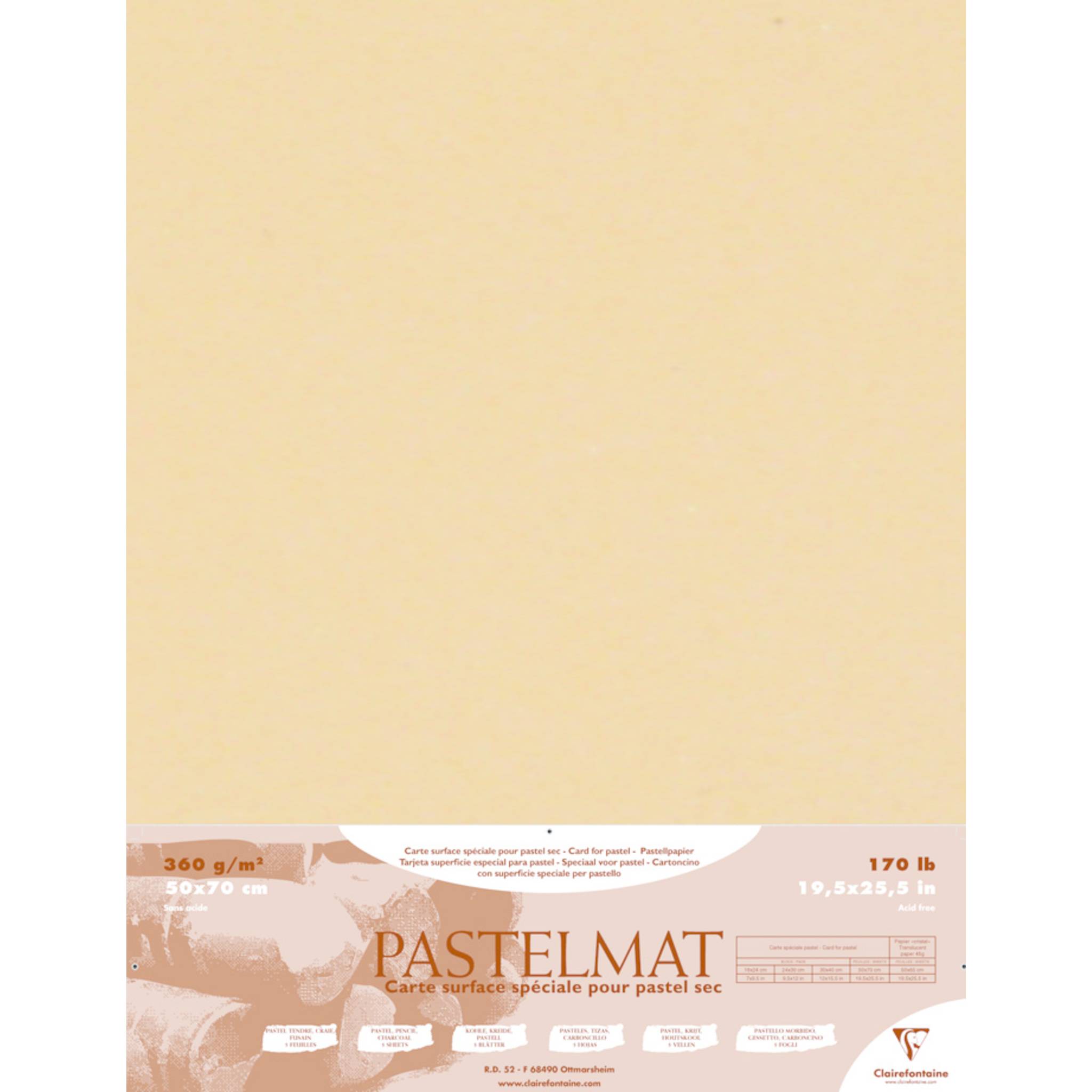 Clairefontaine Papier für Pastellmalerei, 5 Bogen 50x70cm, Butterblume 96022C