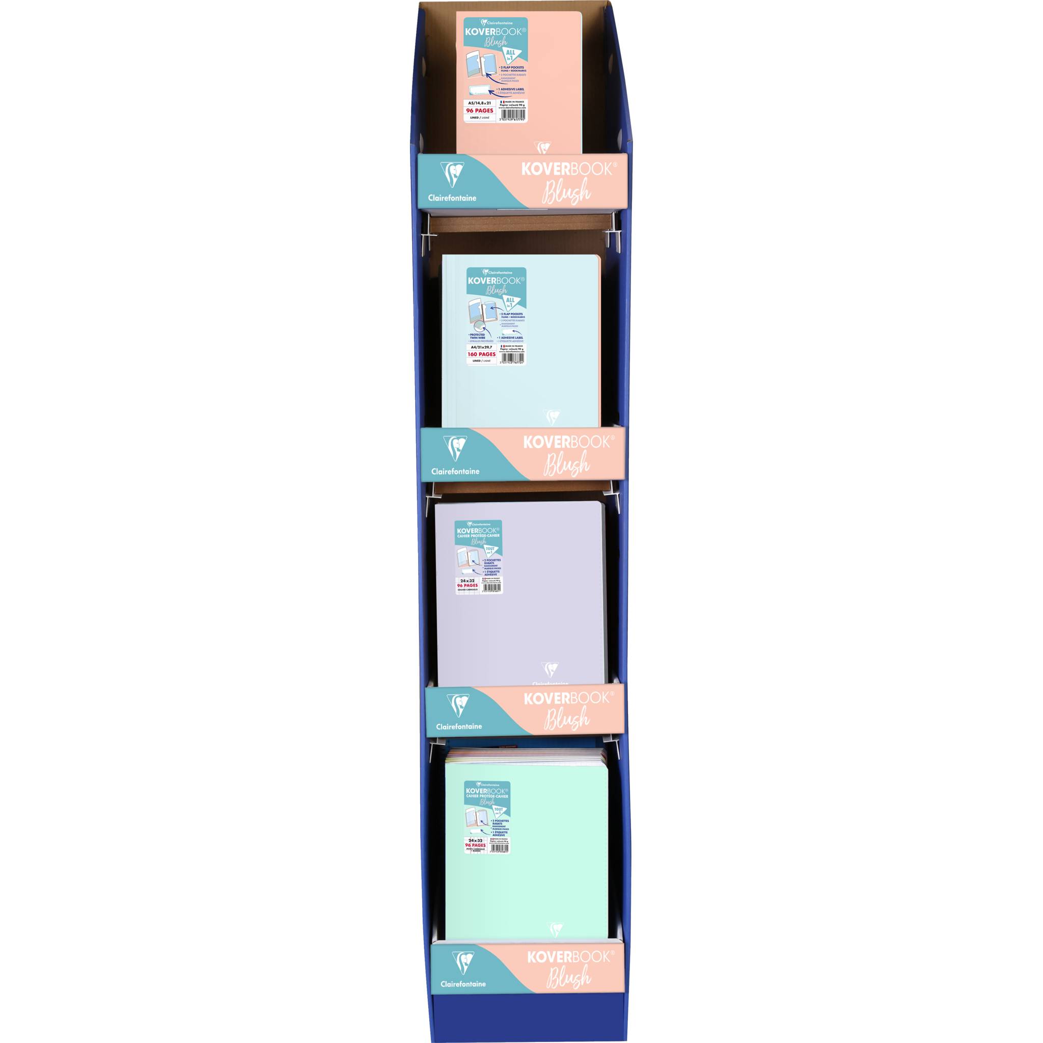 Clairefontaine 1/8 Display aus Karton, 40x30x152cm, 4 Ebenen- Blau 987000VIDEC