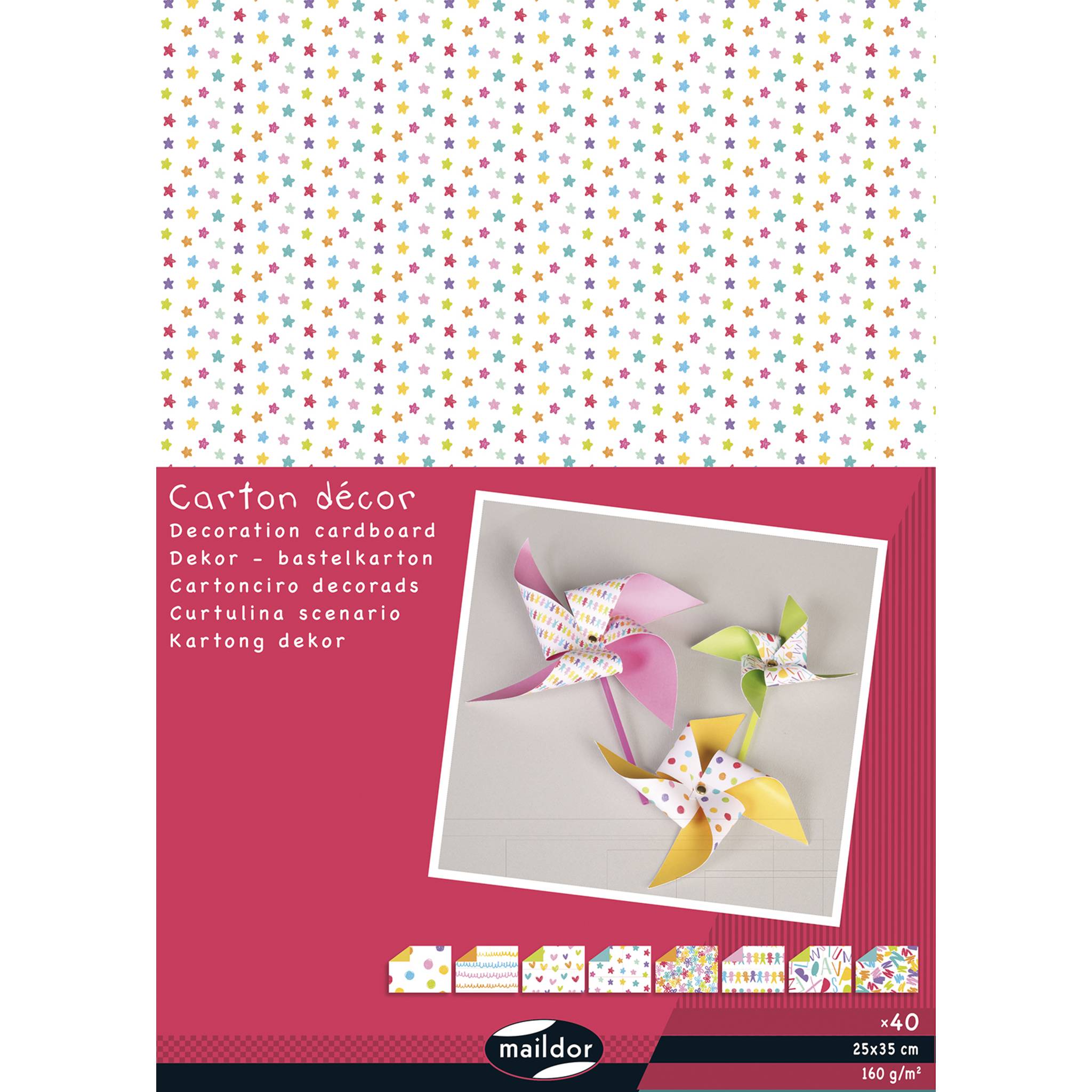 Clairefontaine Dekor-Bastelkarton Pack. 40 Bogen 25x35cm Mehrfarbig 354597C