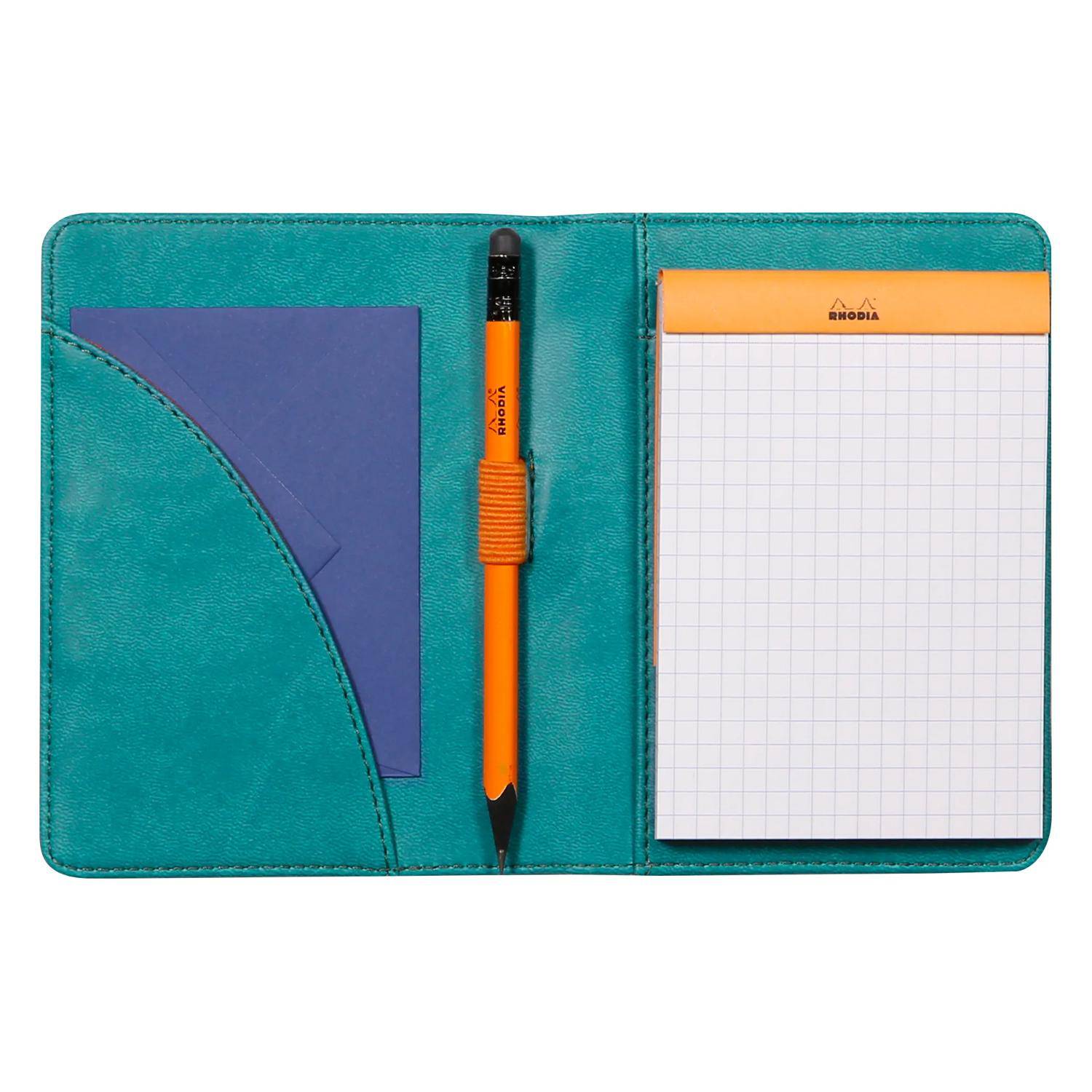 Rhodia Mappe für Block oder Notizheft B7, N°12 10,5x14 cm Pfaugrün 212004C