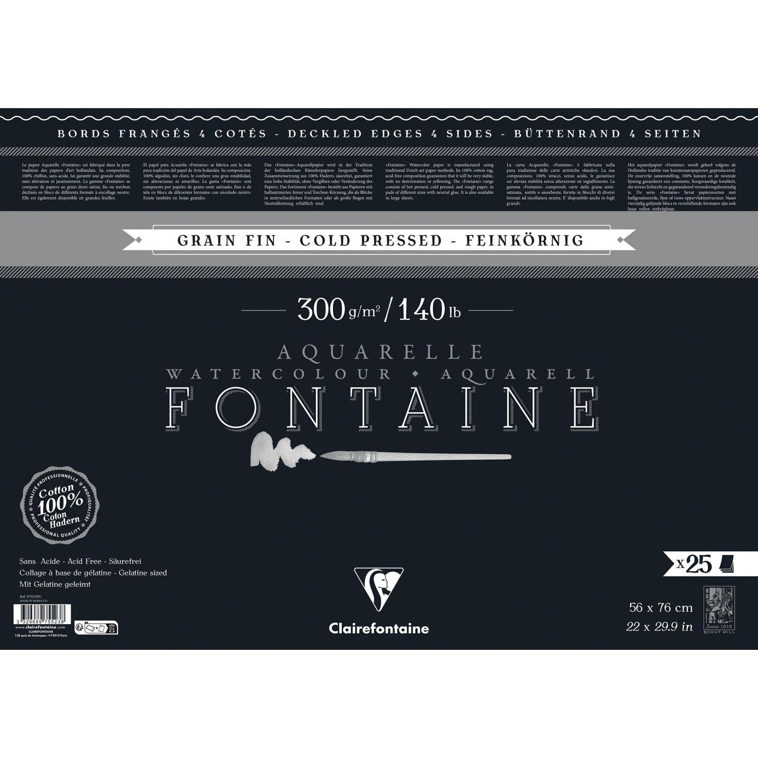 Clairefontaine Pack. 25 Bogen Aquarellpapier 56x76cm schwarz 975523C