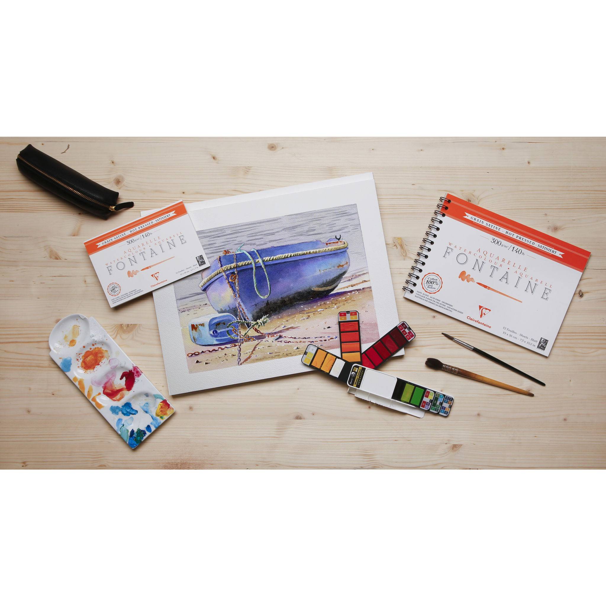 Clairefontaine Aquarellpapier 300g, 100% Hadern, geleimt, 20 Bl, 36x51 cm 96346C