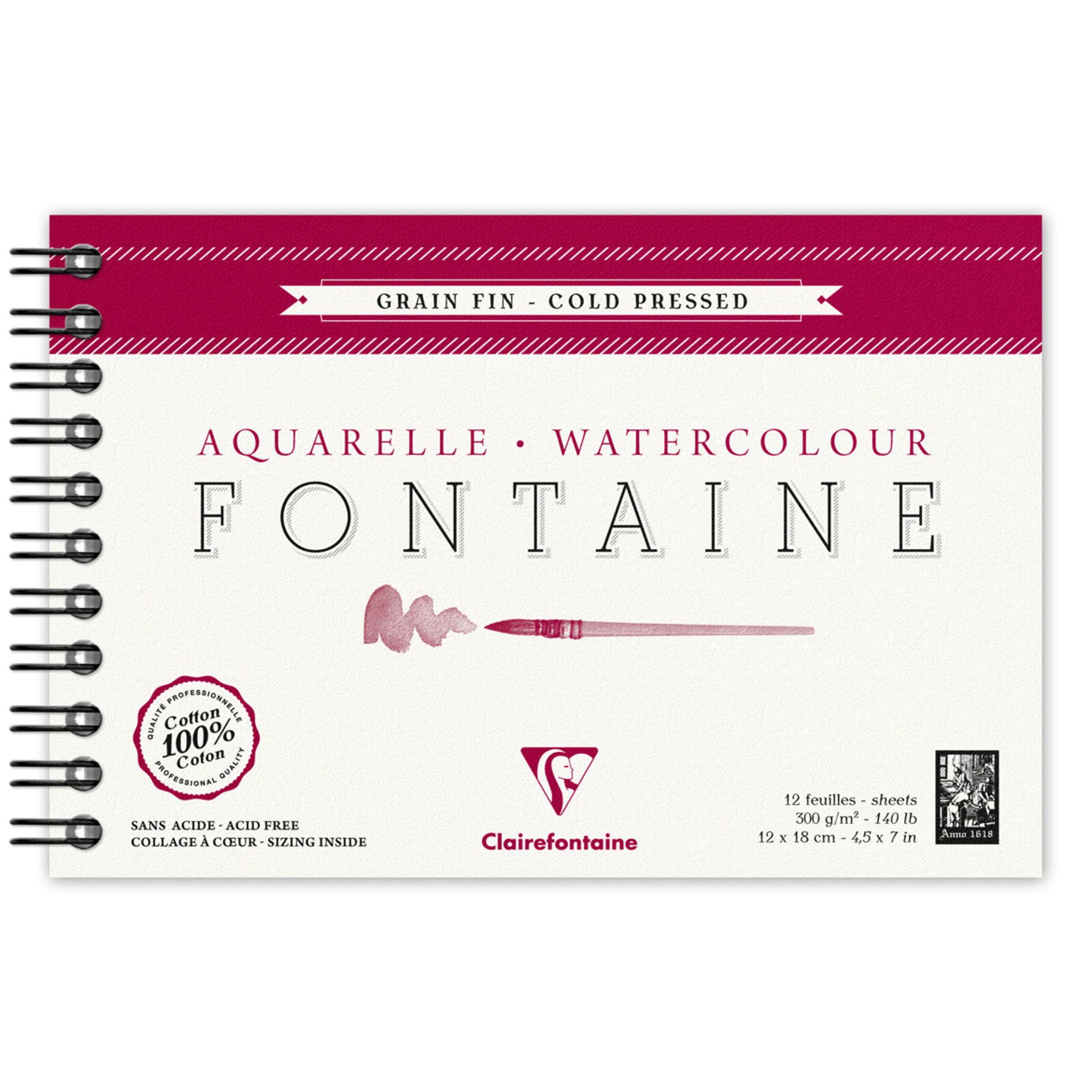 Clairefontaine Aquarellblock Fontaine Hadern, 12x18cm, 12 Blatt weiß 96312C