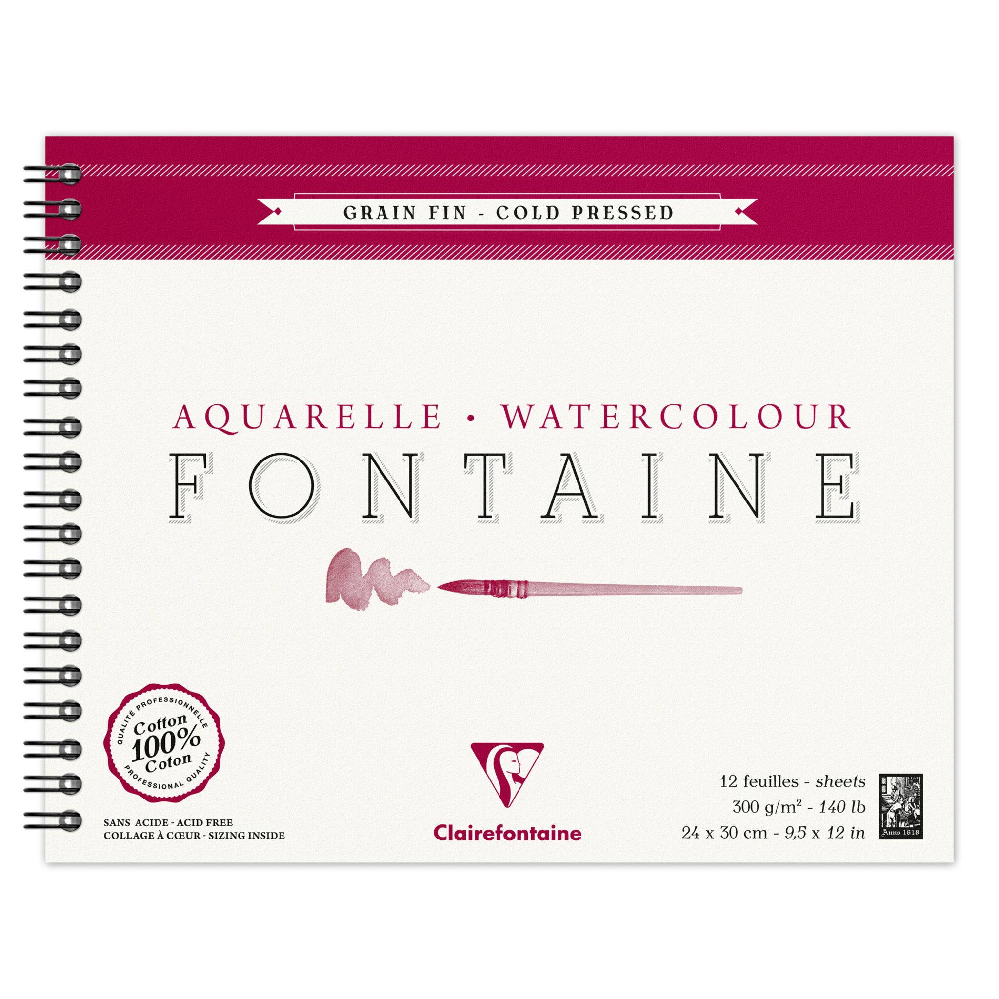 Clairefontaine Aquarellblock Fontaine Hadern, 24x30cm, 12 Blatt weiß 96314C