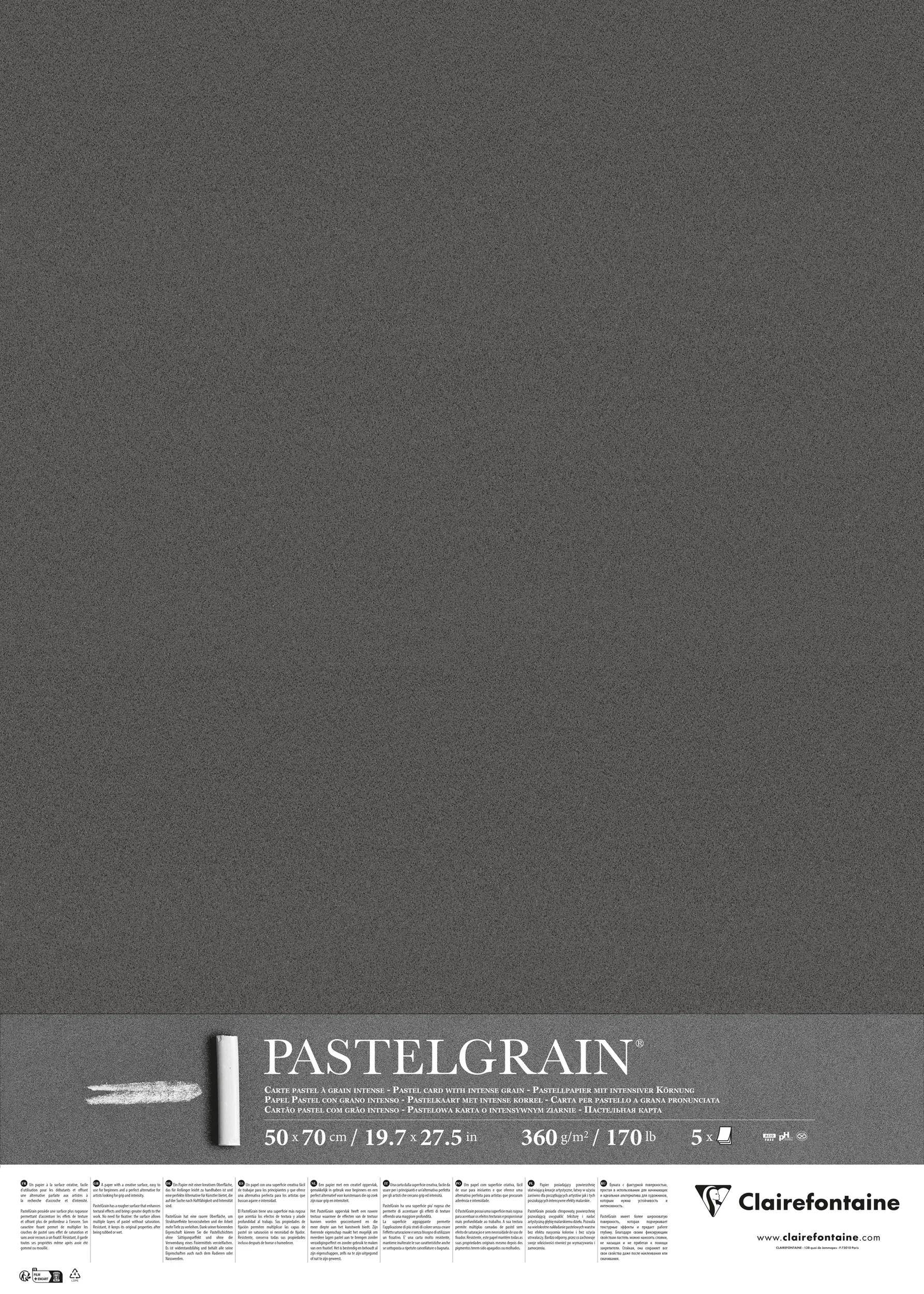 Clairefontaine PastelGrain 50x70cm 5 Bogen 360g - Anthrazit 976066C