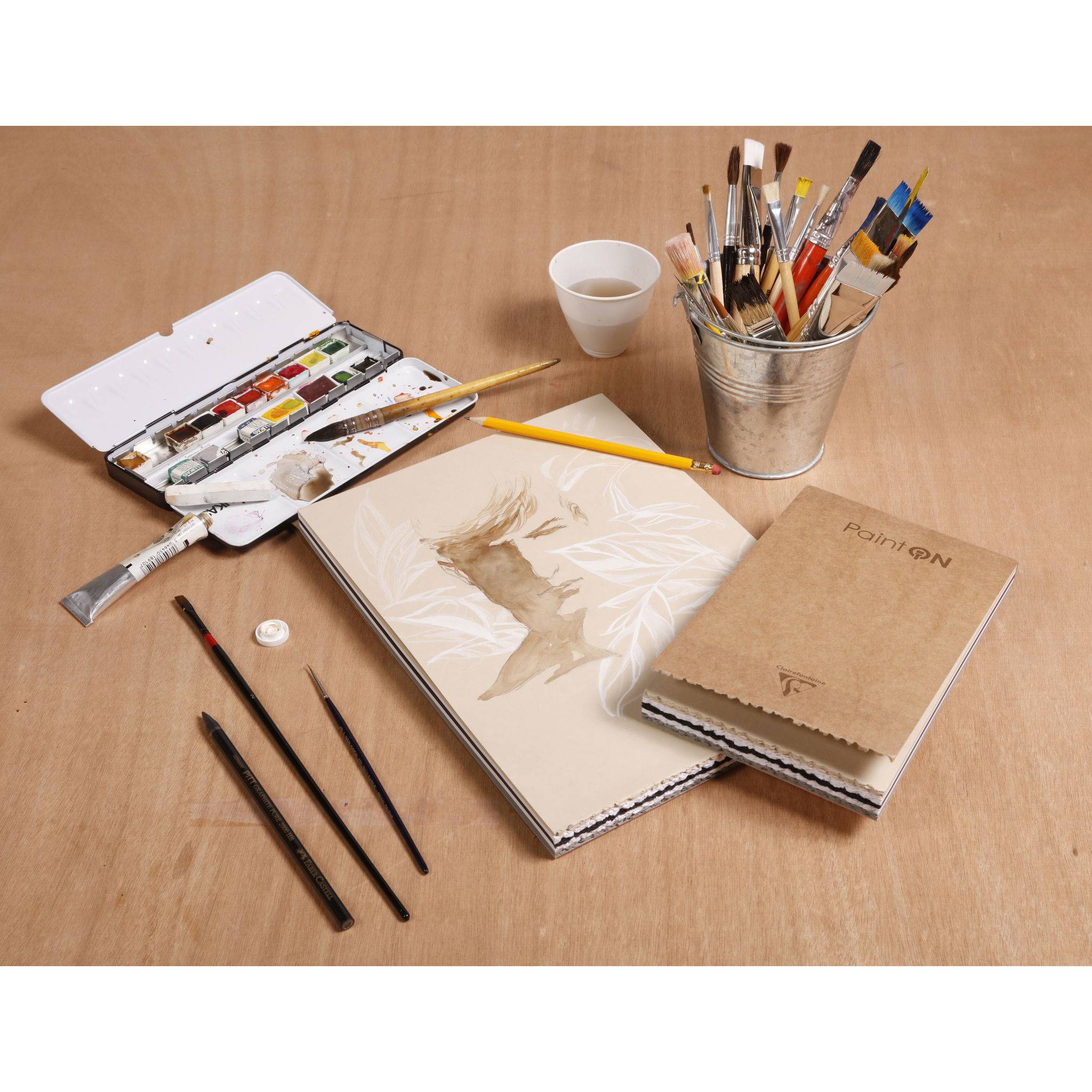 Clairefontaine Block, geleimt, 50 Bl, 250g, 13 ,9x21,5cm, sortiert 975174C