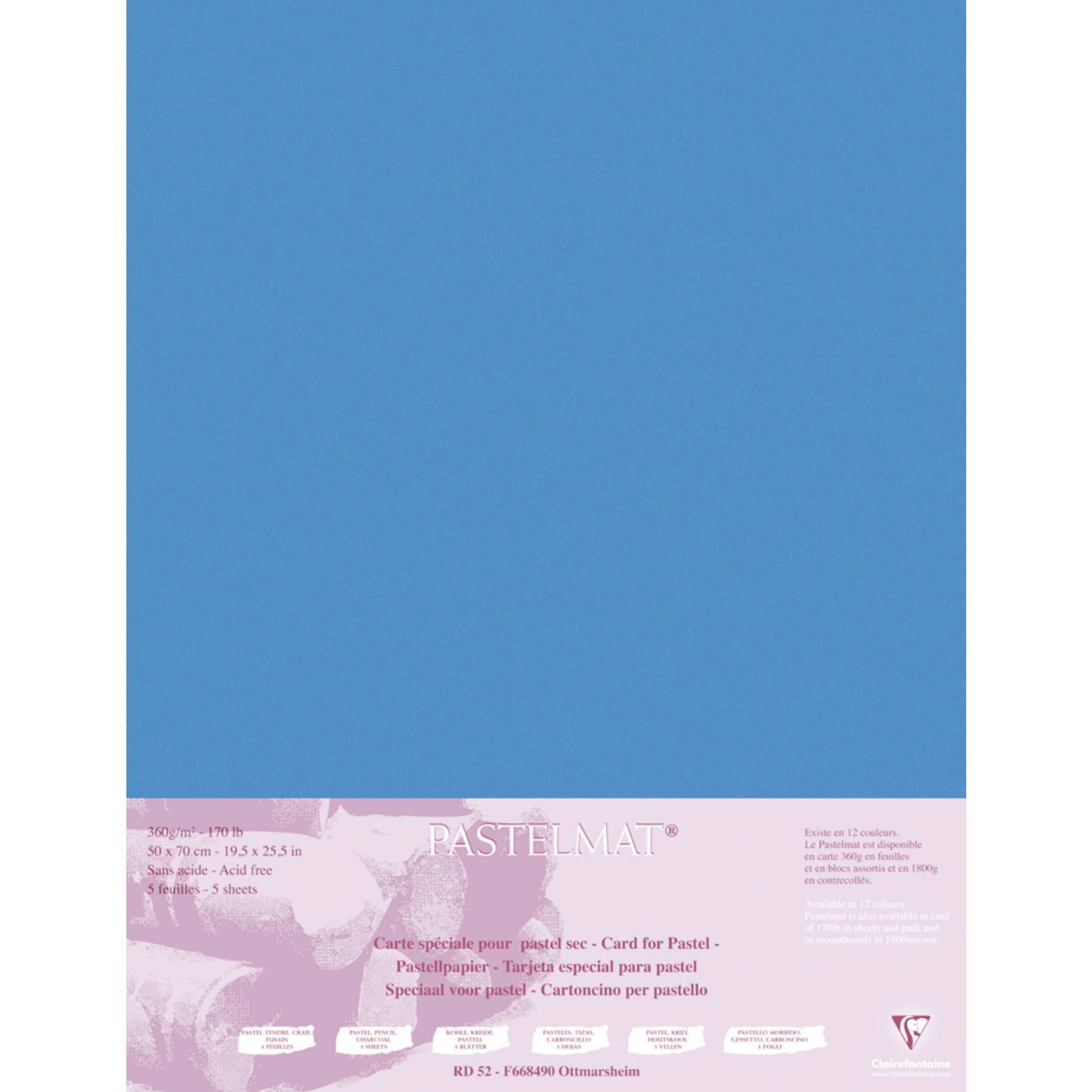 Clairefontaine Papier für Pastellmalerei, 5 Bogen 50x70cm Dunkelblau 96165C