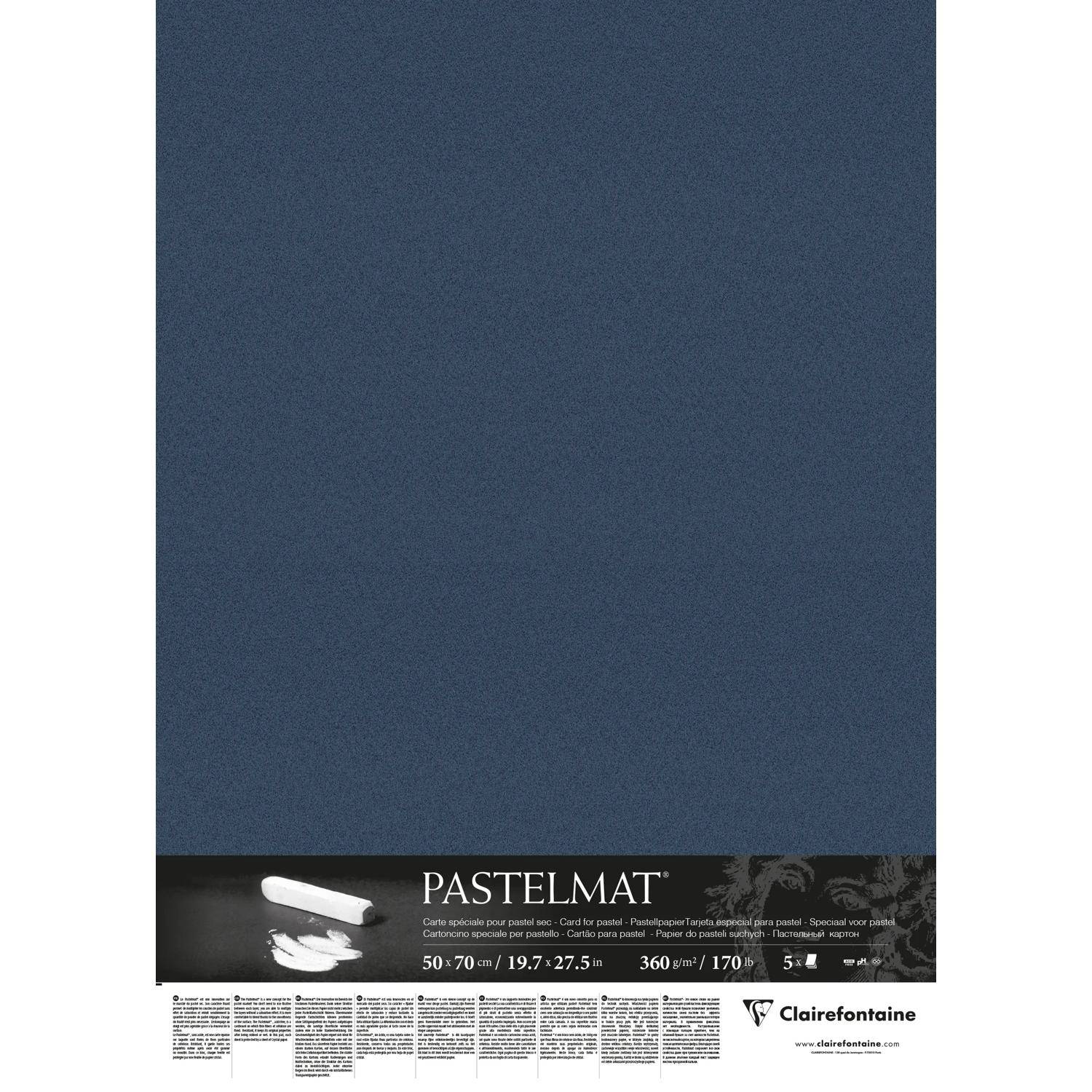 Clairefontaine Papier für Pastellmalerei, 5 Bogen 50x70cm Dunkelblau 96165C