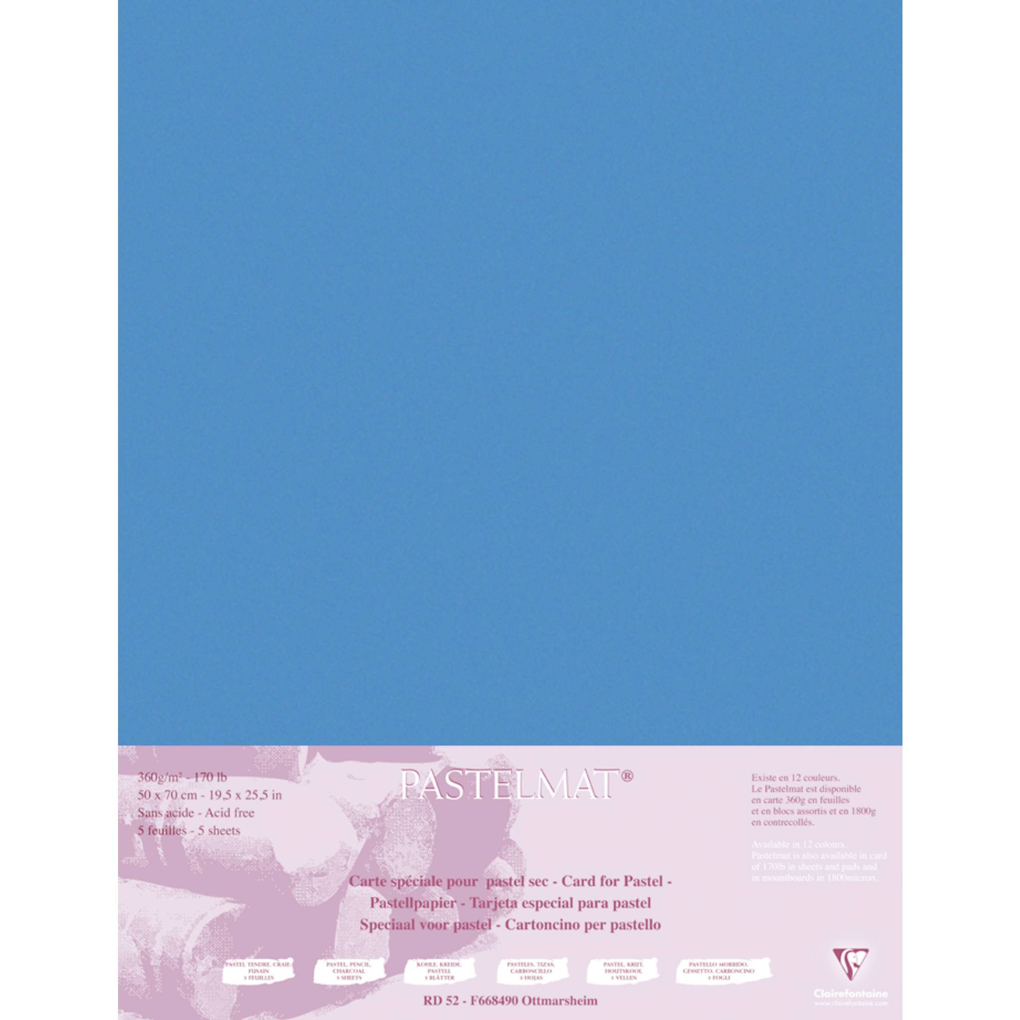 Clairefontaine Papier für Pastellmalerei, 5 Bogen 50x70cm Dunkelblau 96165C