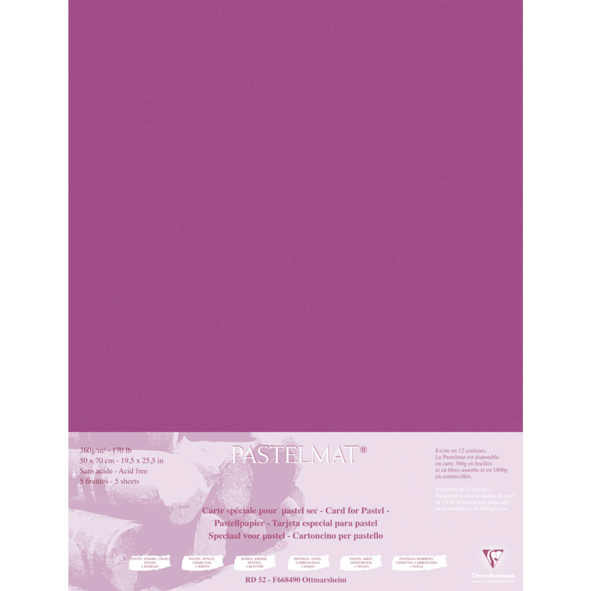 Clairefontaine Pastelmat Pastellmalerei, 5 Bogen 50x70 cm, 360g Weinrot 96167C