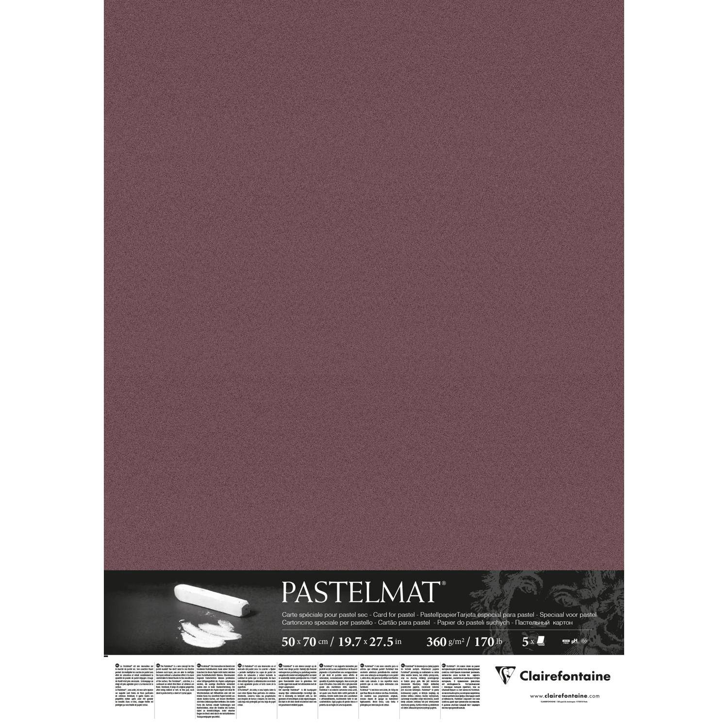 Clairefontaine Pastelmat Pastellmalerei, 5 Bogen 50x70 cm, 360g Weinrot 96167C