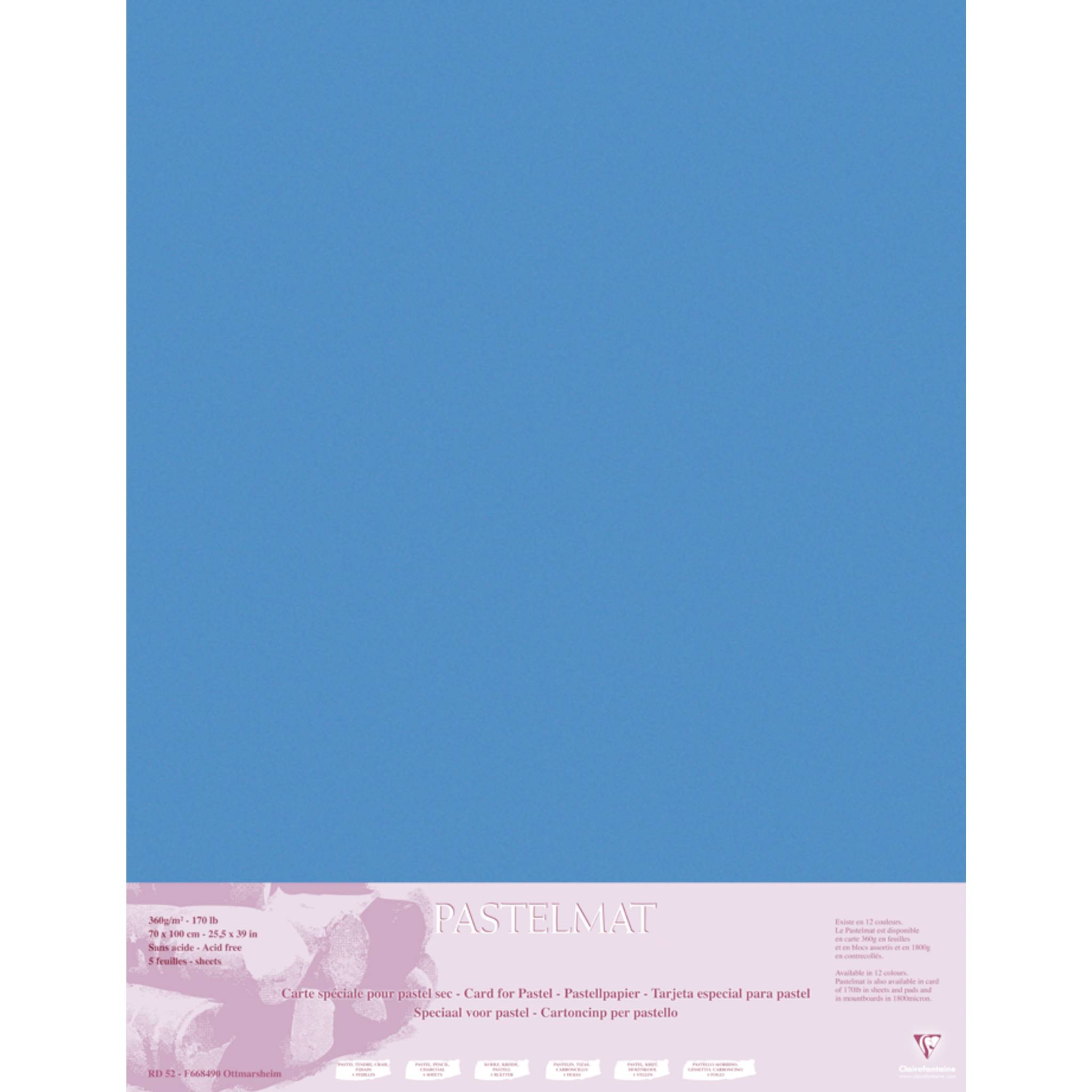Clairefontaine Papier für Pastellmalerei, 5 Bogen 70x100cm Dunkelblau 96161C