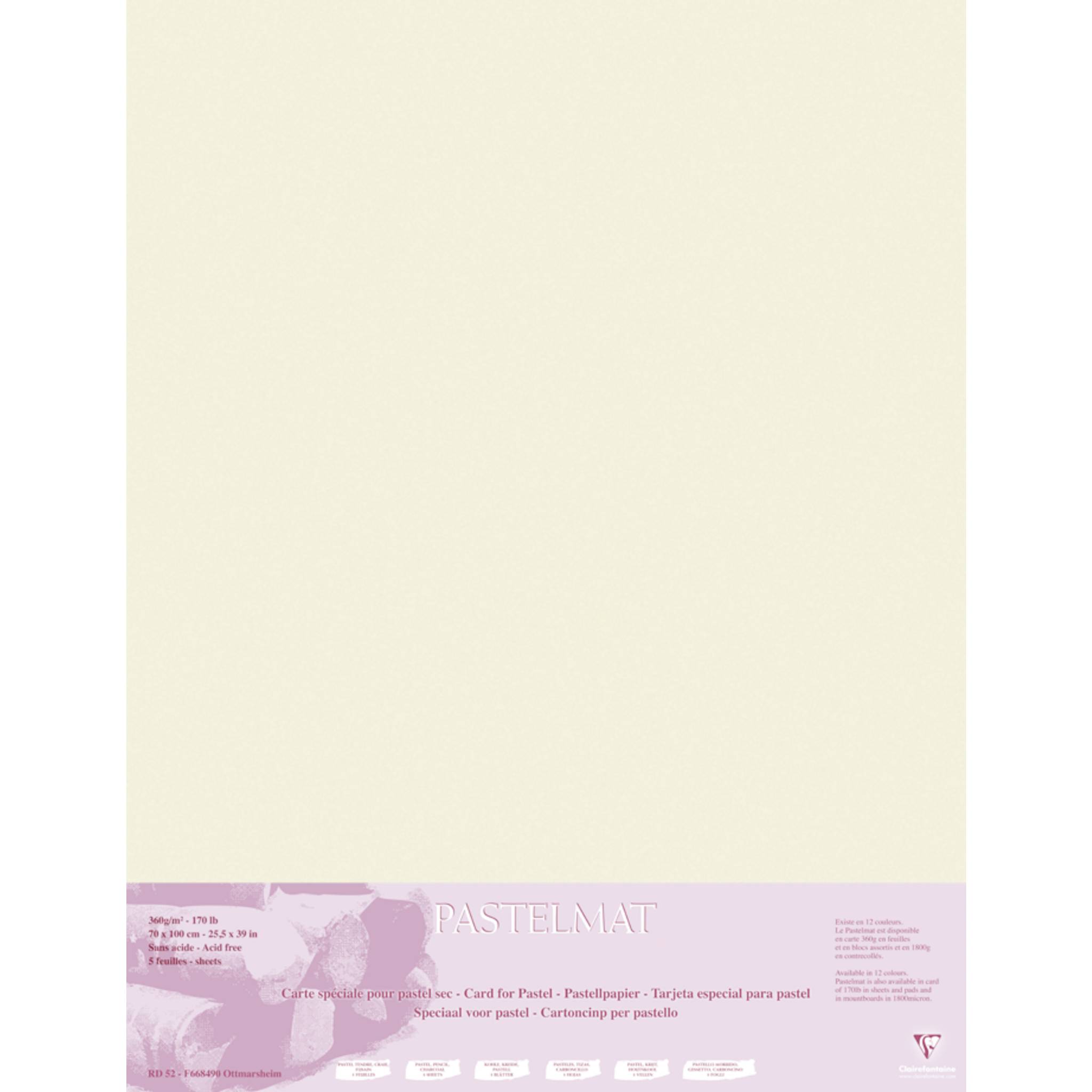 Clairefontaine Pastelmat Pastellmalerei, 5 Bogen 70x100 cm, 360g Sand 96162C