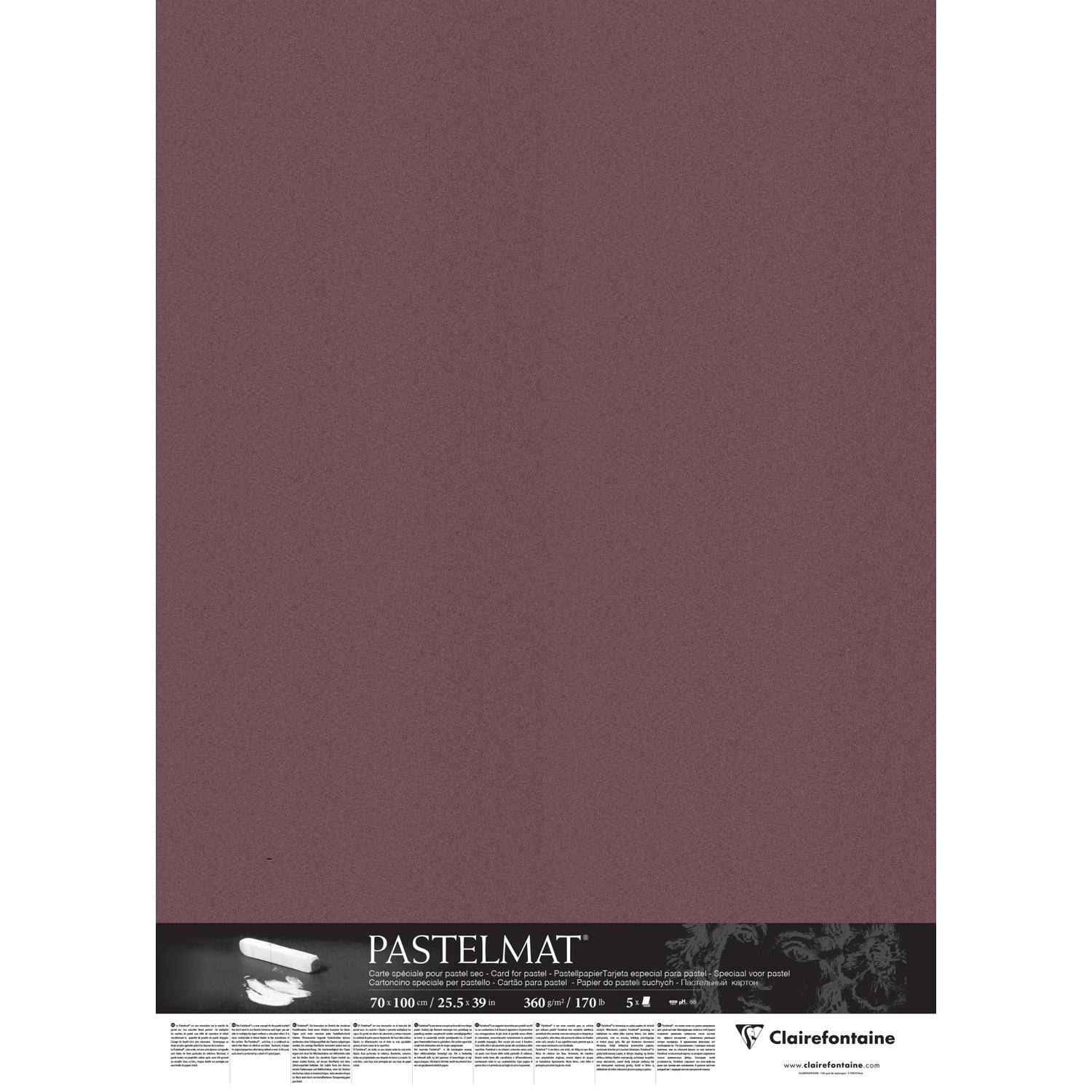 Clairefontaine Pastelmat Pastellmalerei, 5 Bogen 70x100 cm, 360g Weinrot 96163C
