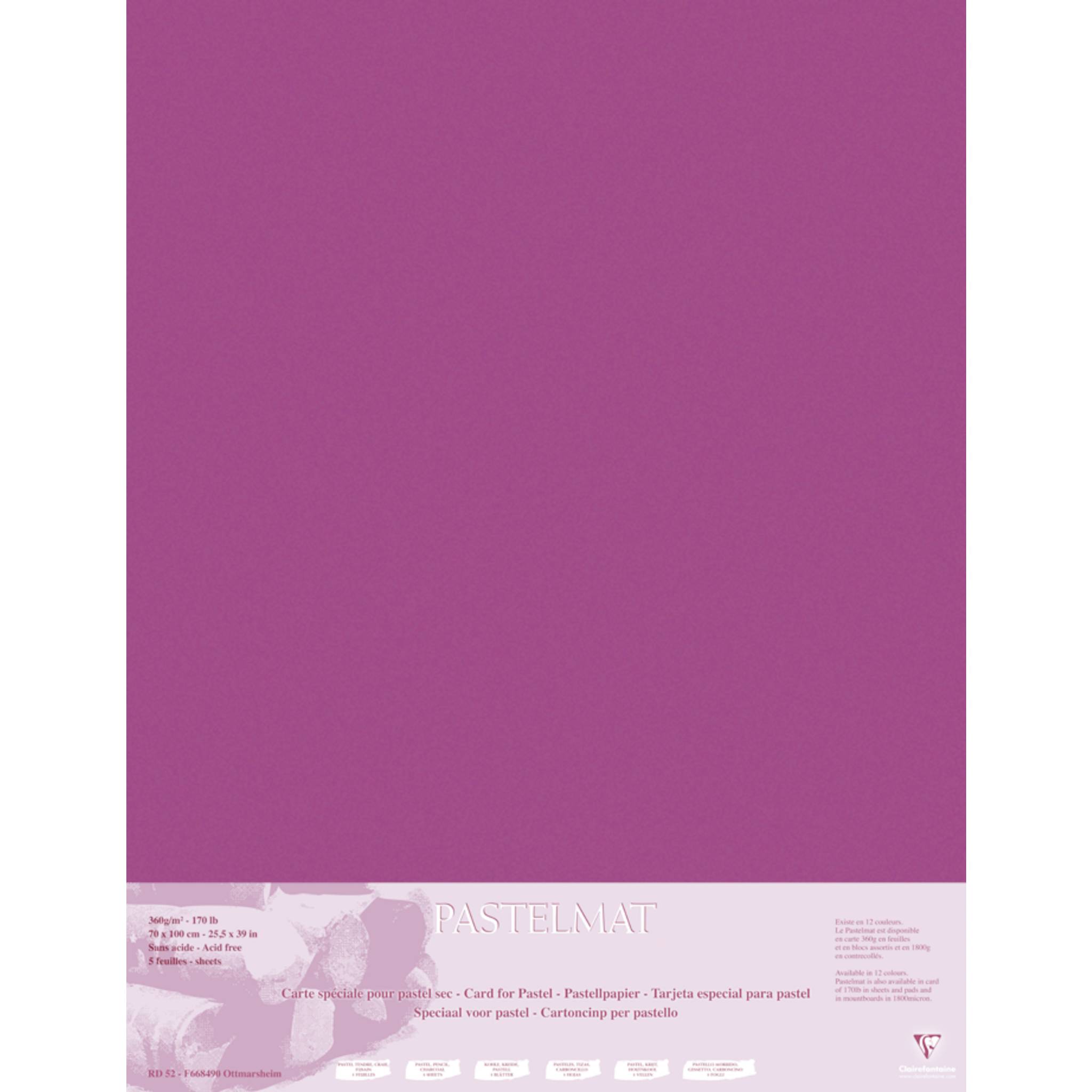 Clairefontaine Pastelmat Pastellmalerei, 5 Bogen 70x100 cm, 360g Weinrot 96163C