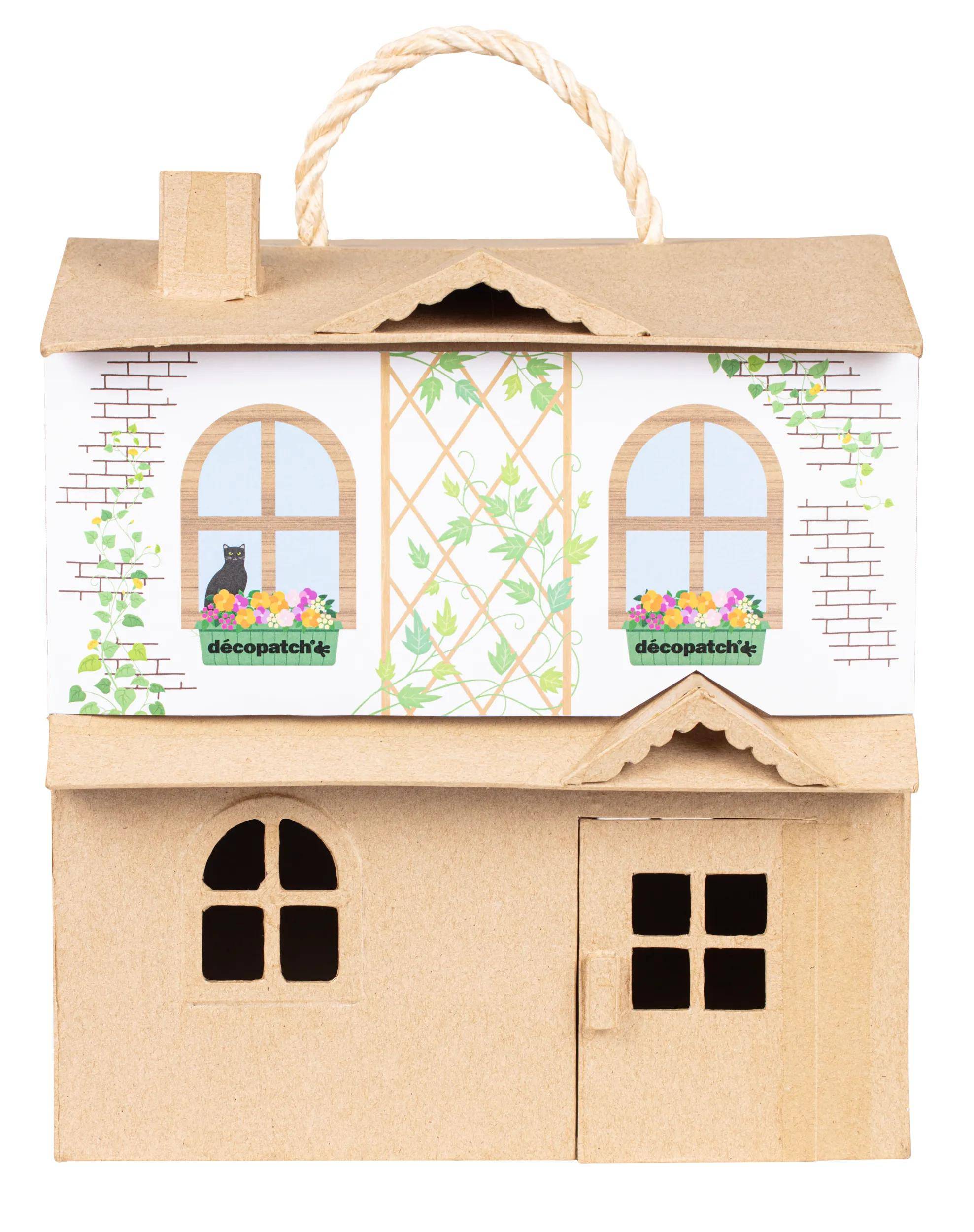Décopatch Pappmaché, Puppenhaus 25x24x27cm - Kartonbraun AC920C