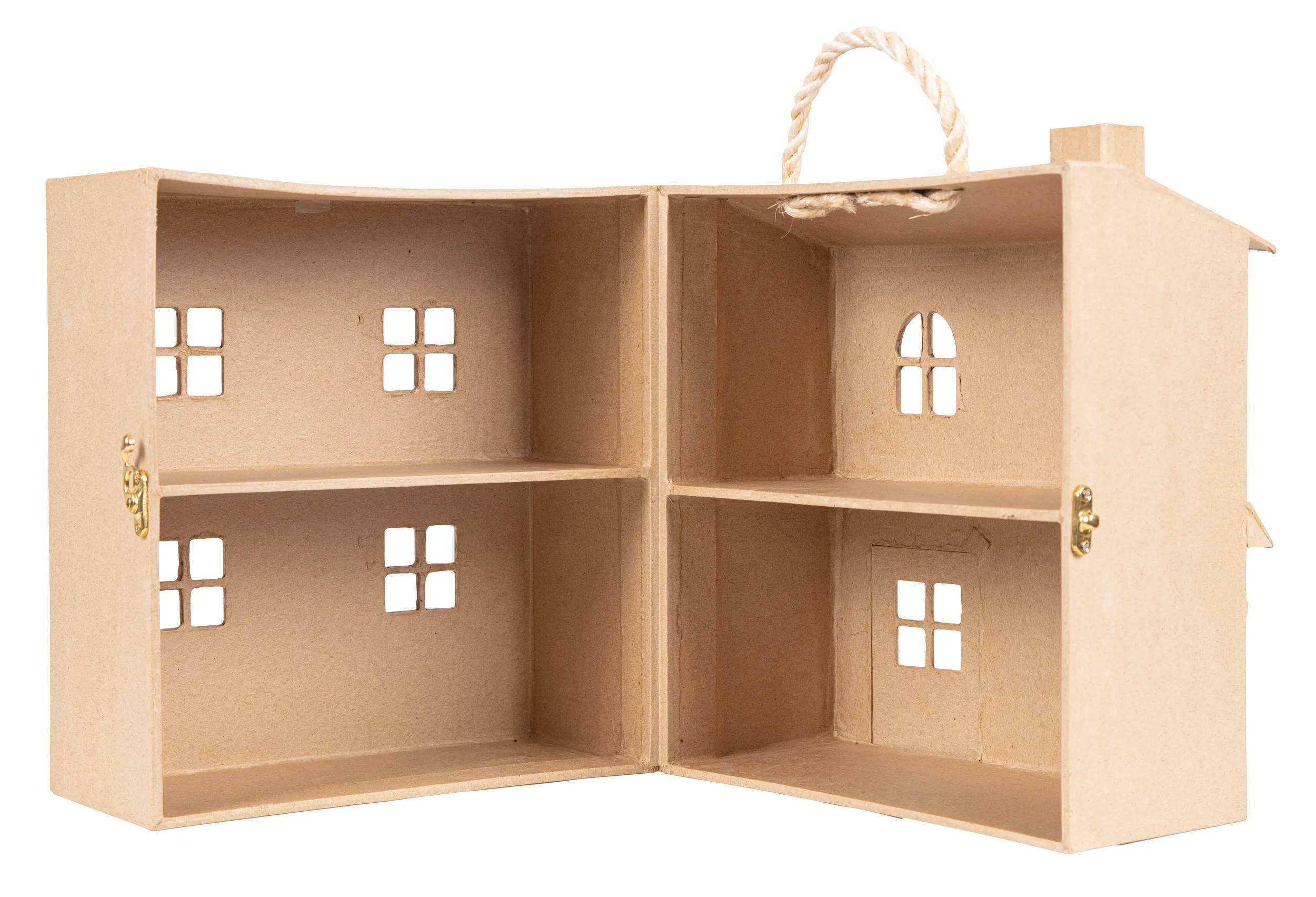 Décopatch Pappmaché, Puppenhaus 25x24x27cm - Kartonbraun AC920C