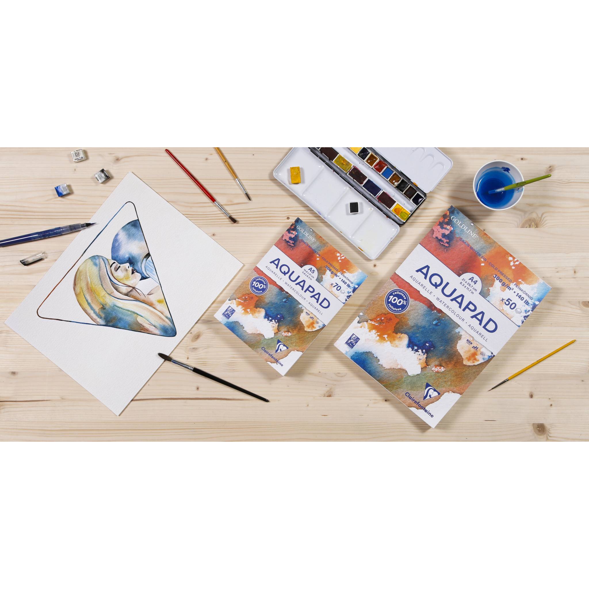 Clairefontaine Goldline Aquapad, Pkg 10 Bl Aquarellpapier 50x65 cm 300g 975718C