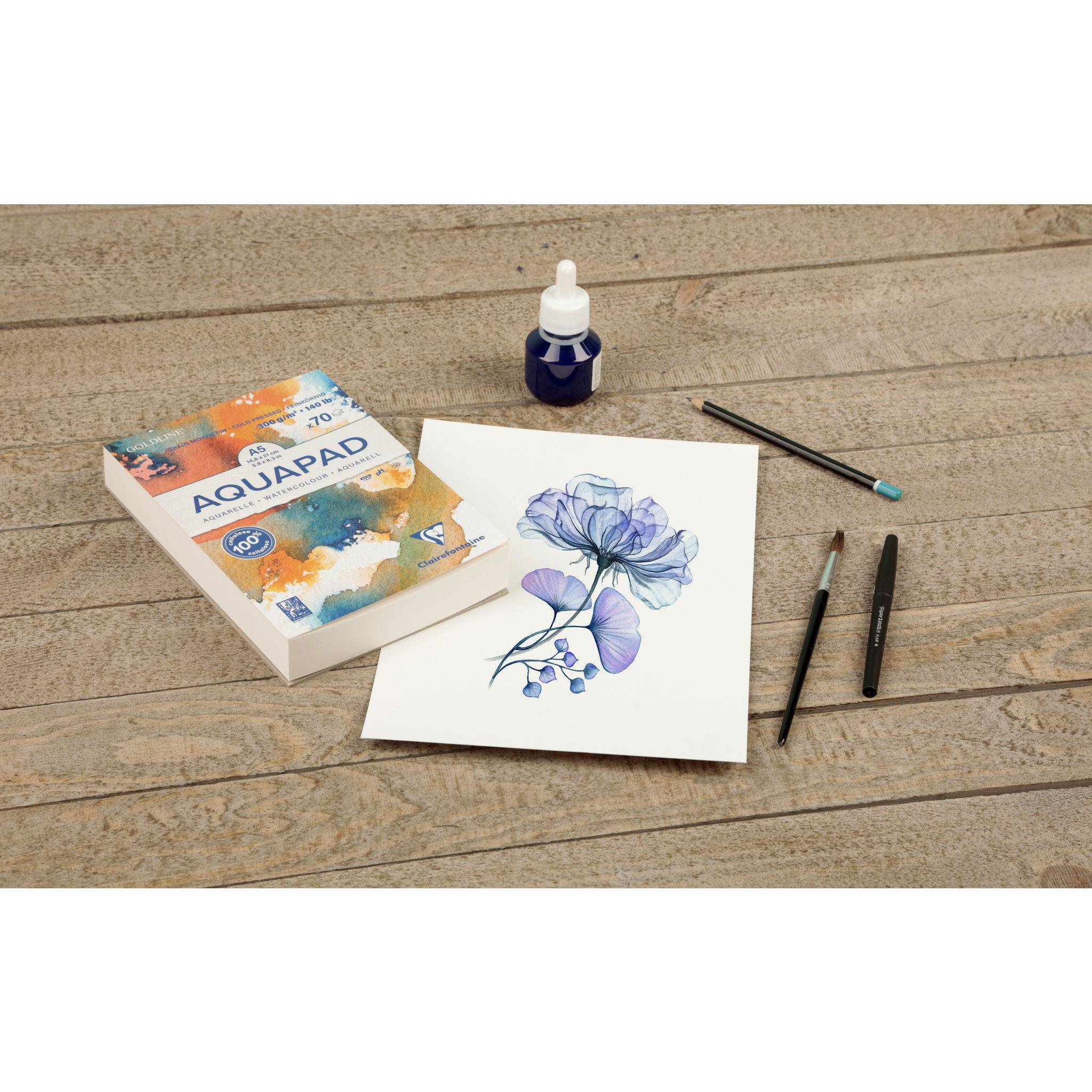 Clairefontaine Goldline Aquapad, Pkg 10 Bl Aquarellpapier 50x65 cm 300g 975718C
