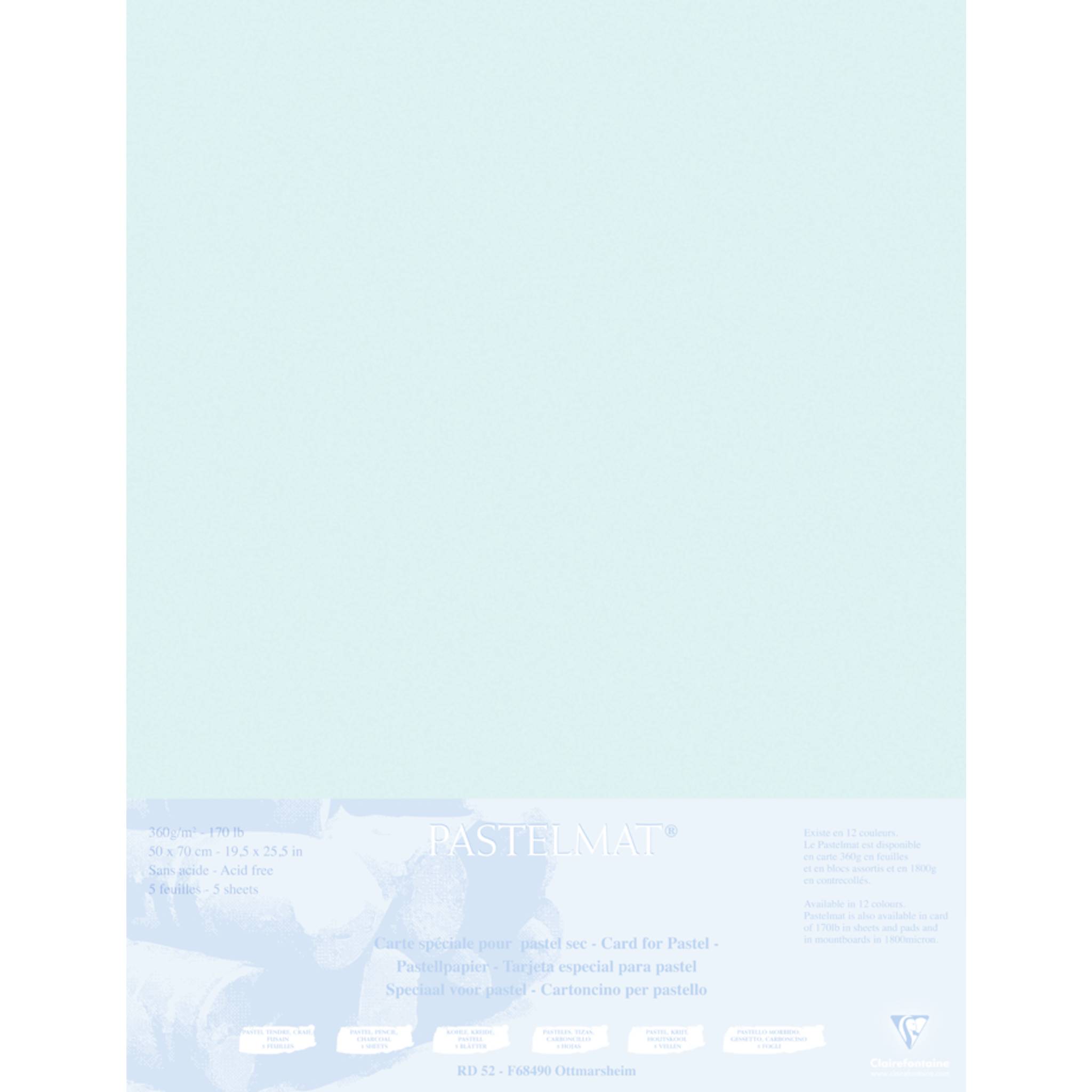 Clairefontaine Papier für Pastellmalerei, 5 Bogen 50x70cm Hellblau 496013C