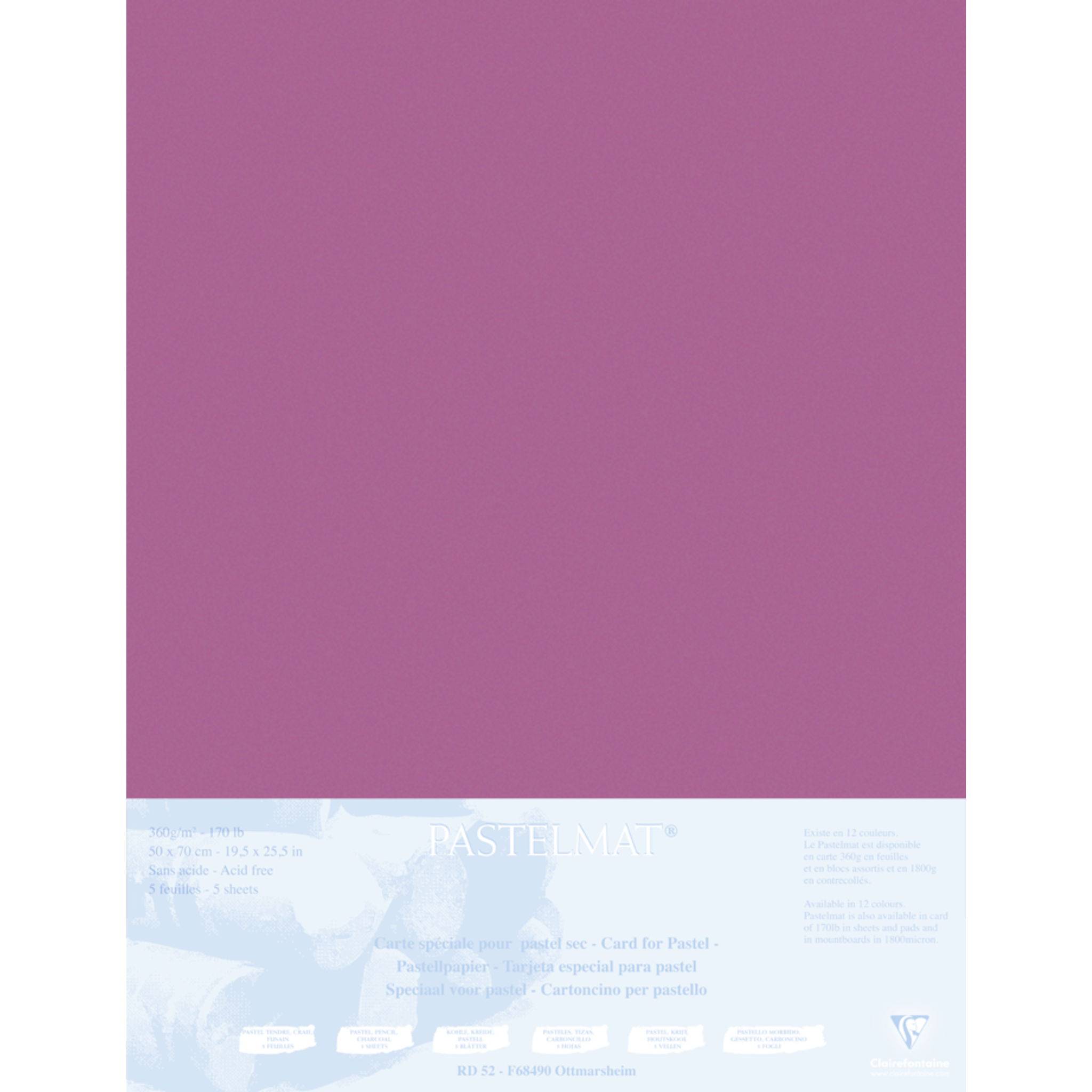 Clairefontaine Papier für Pastellmalerei, 5 Bogen 50x70cm Weinrot 496016C