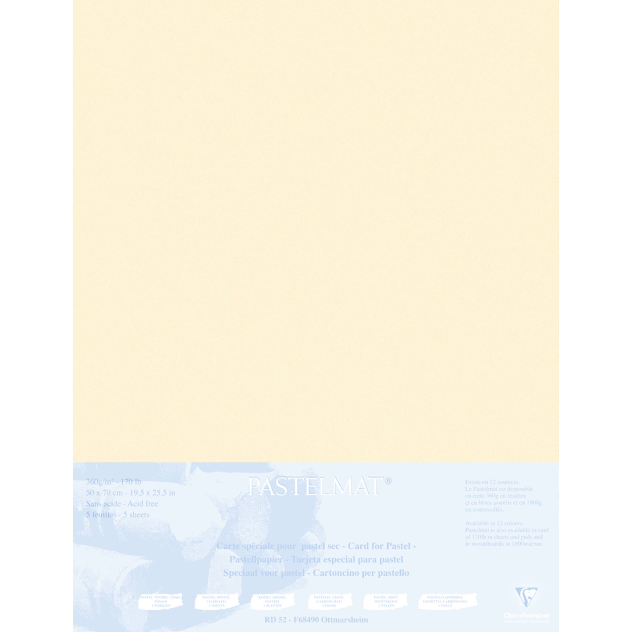 Clairefontaine Papier für Pastellmalerei 5 Bogen 50x70cm Maisfarben 496023C