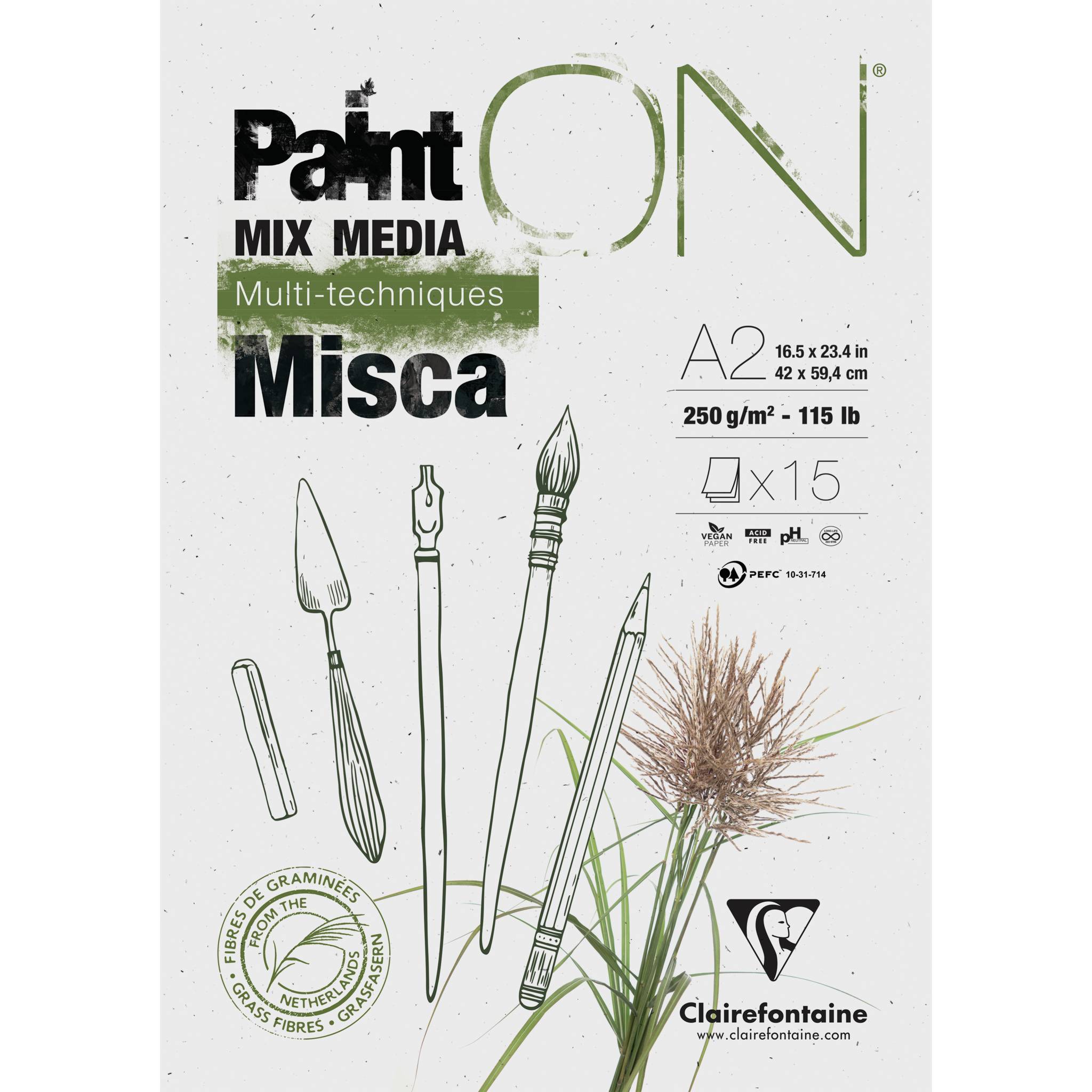 Clairefontaine PaintON Misca, Block A2 15 Blatt 250g, Mixed Media 976123C