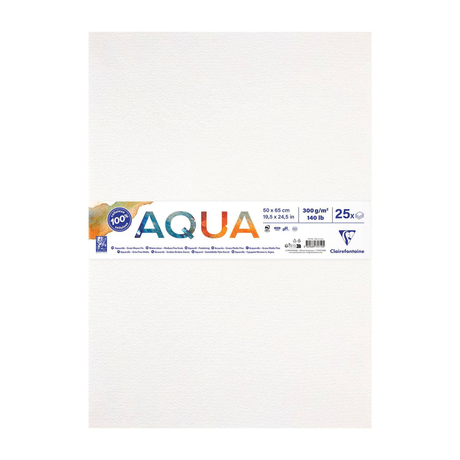 Clairefontaine Goldline Aquapad, Pkg 25 Bl Aquarellpapier 50x65 cm 300g 975719C