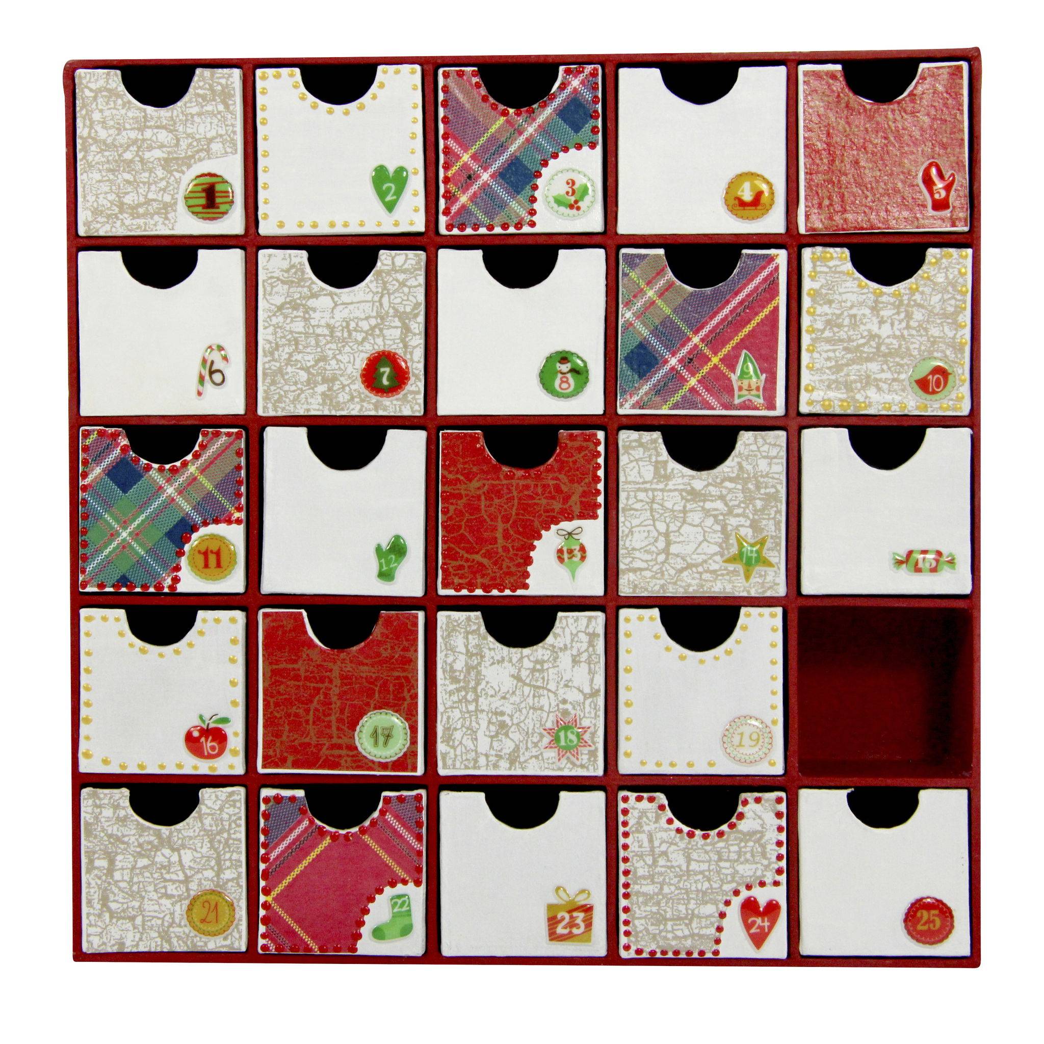 Décopatch braunes Pappmaché Regal/Adventskalender 25x25cm - Kartonbraun HD018O