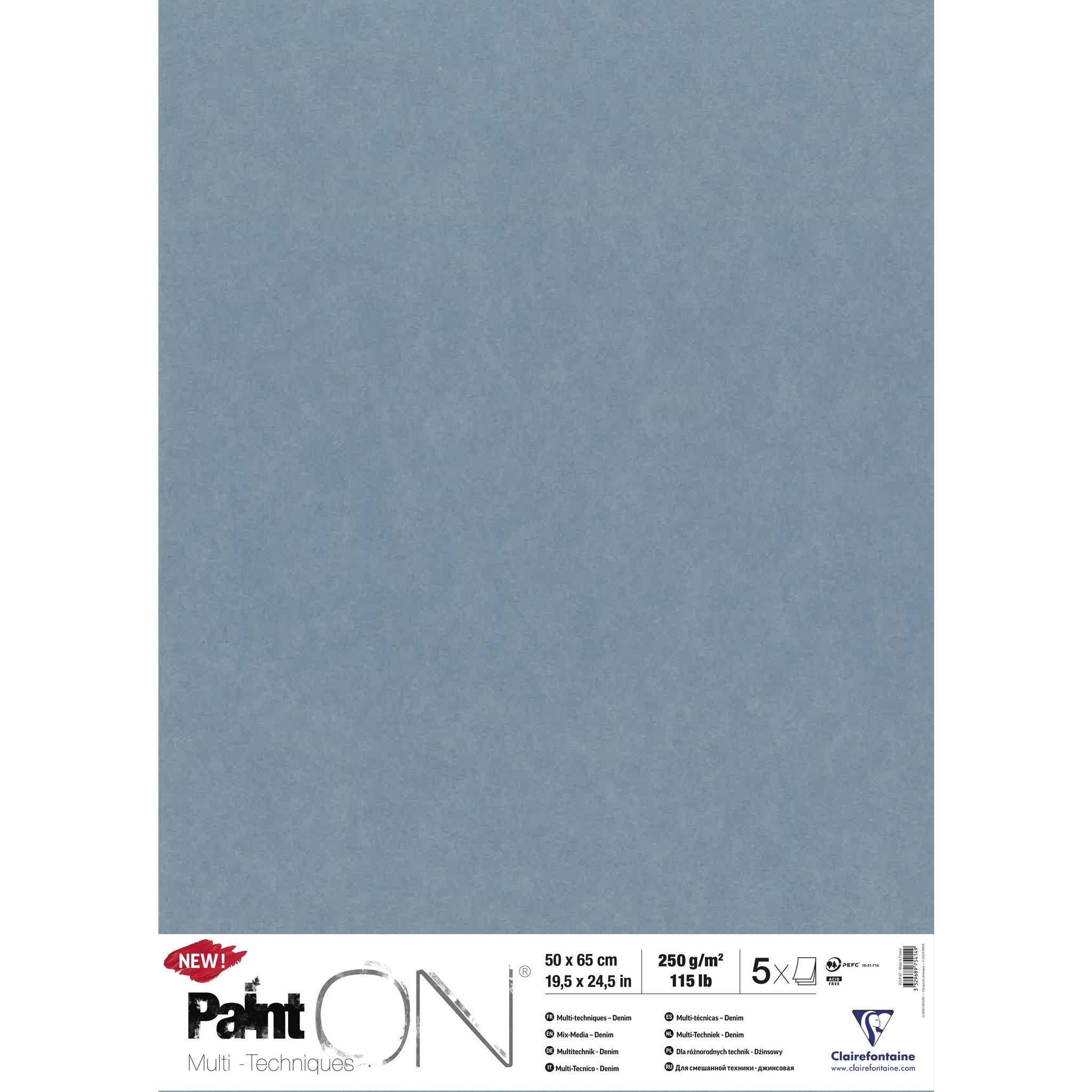 Clairefontaine PaintON Denim, 5 Bogen 50x65 cm, 250g, denimblau - Denim 975414C