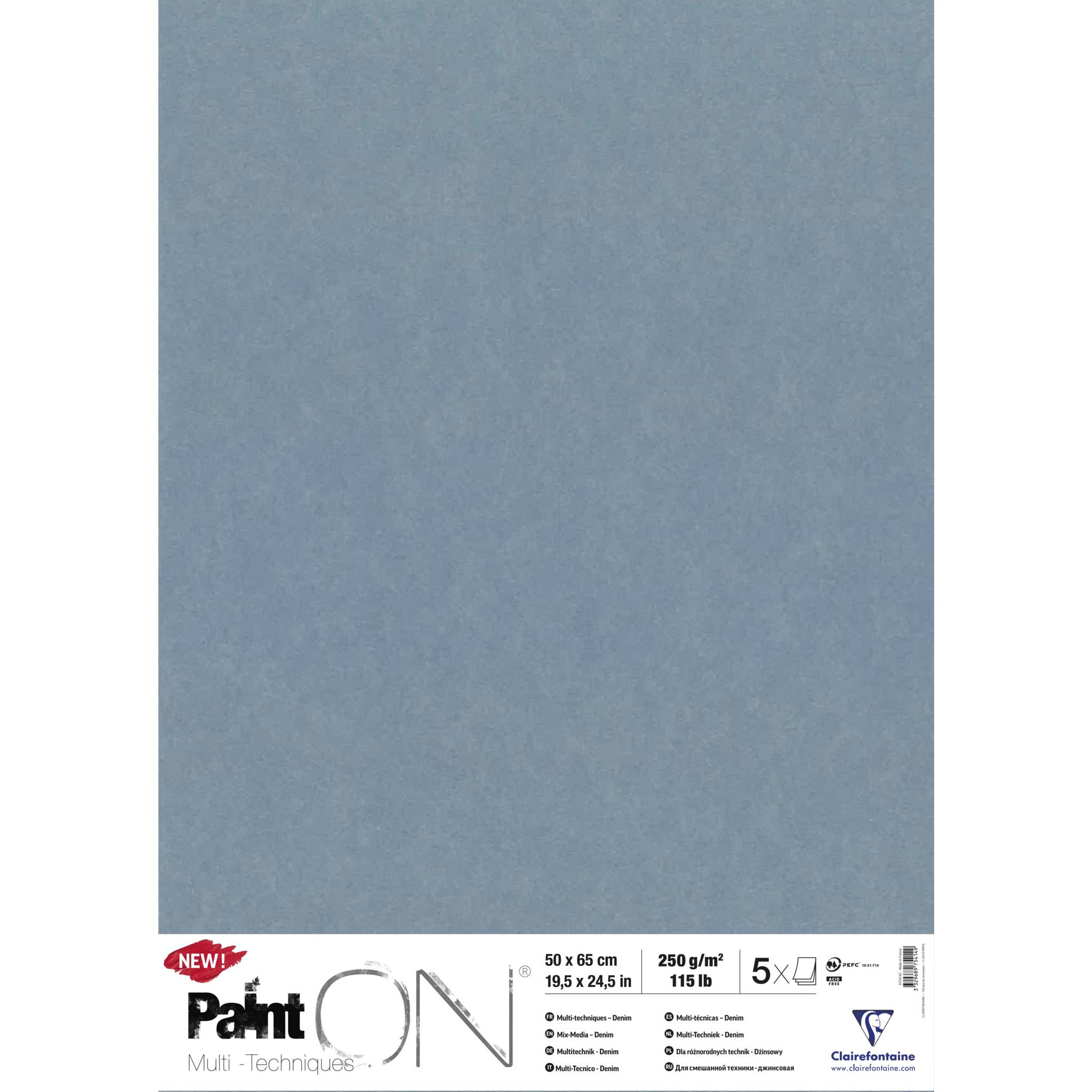 Clairefontaine PaintON Denim, 5 Bogen 50x65 cm, 250g, denimblau - Denim 975414C
