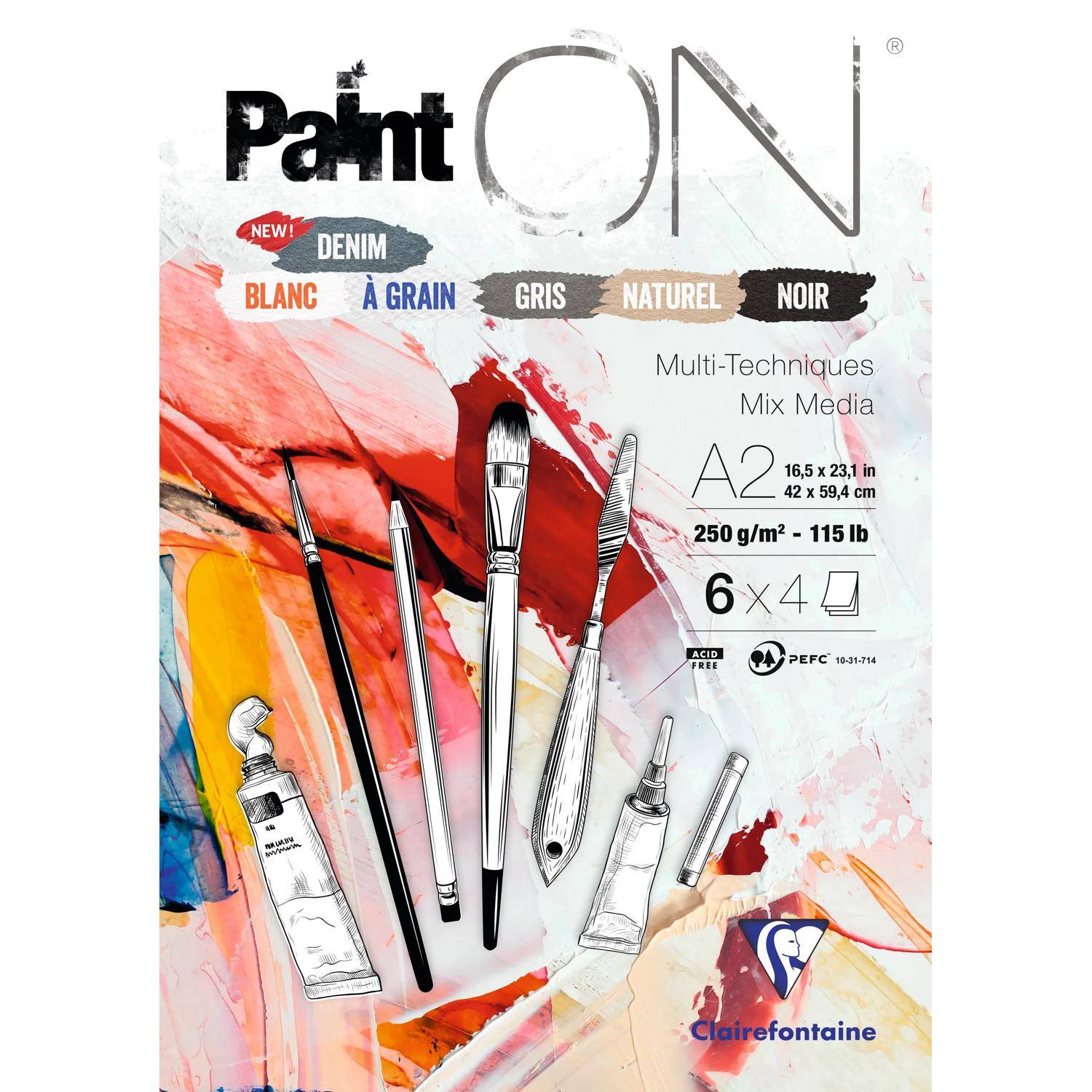 Clairefontaine Block A2 24 Blatt 6 Farben/Papiere sortiert - Sortierung 975412C