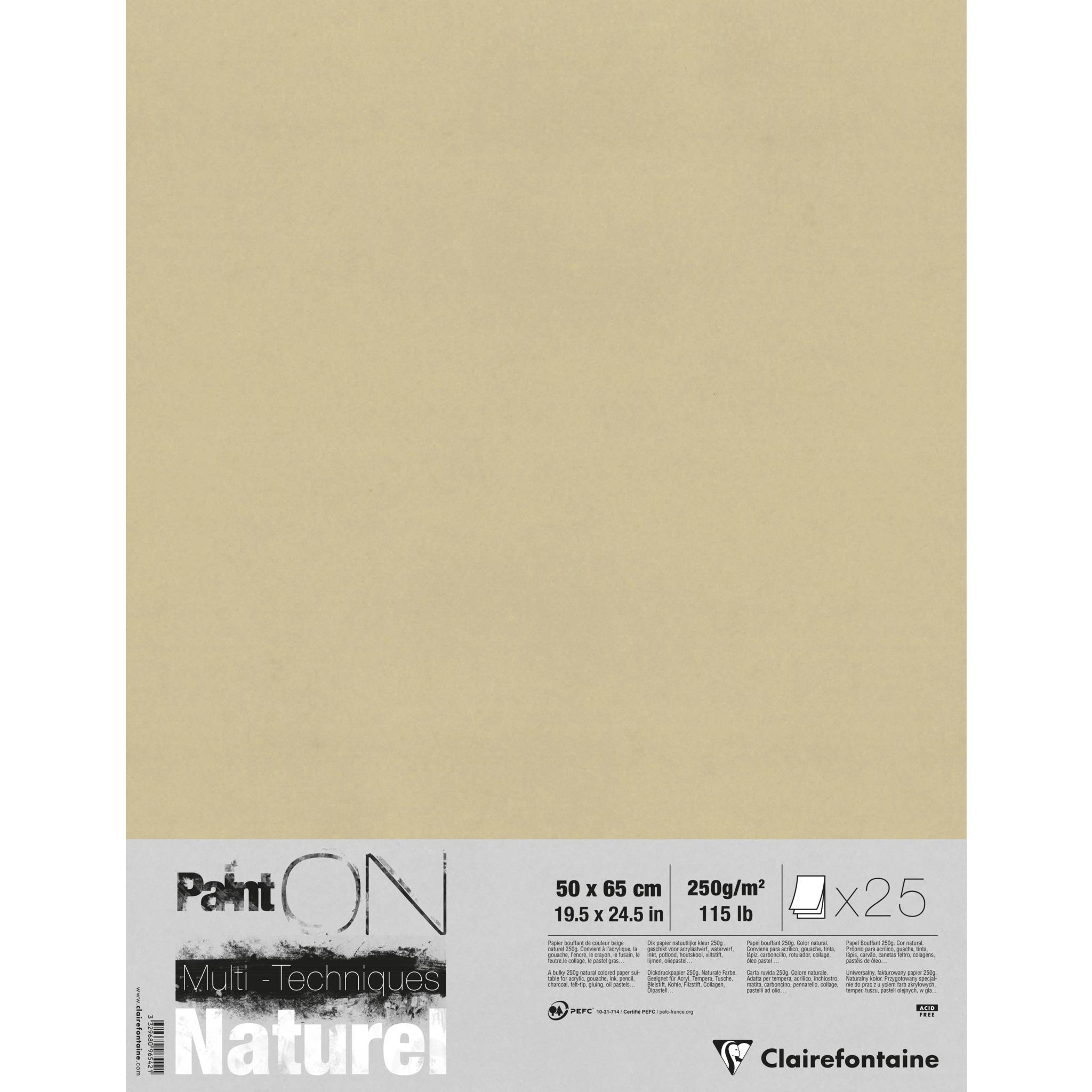 Clairefontaine PaintON Naturel, 25 Bogen 50x65 cm, 250g Sand, Mixed Media 96542C
