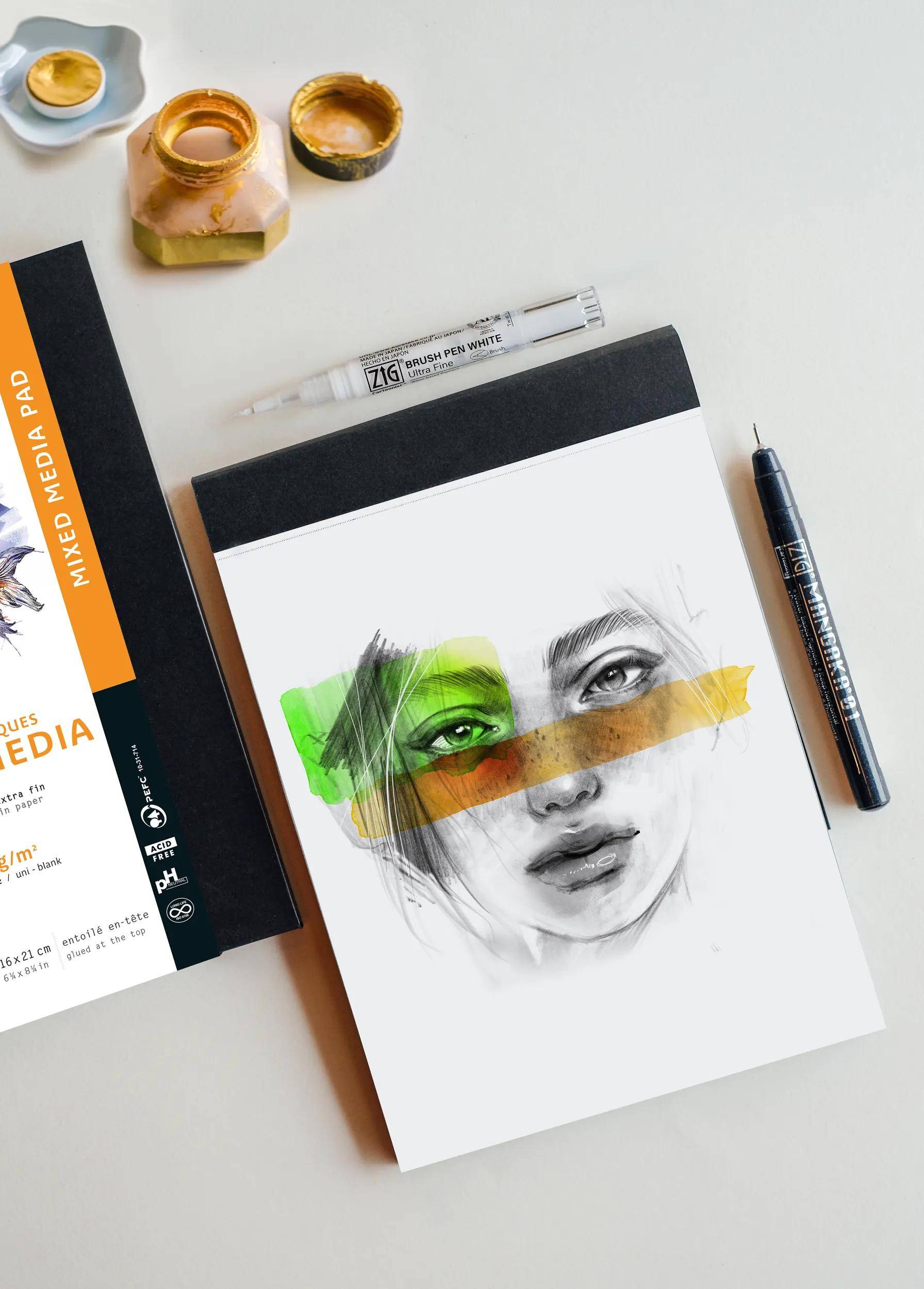 Rhodia Touch Block A6 20 Bl Paint'ON-Papier extraweiß 250g Schwarz 116186C