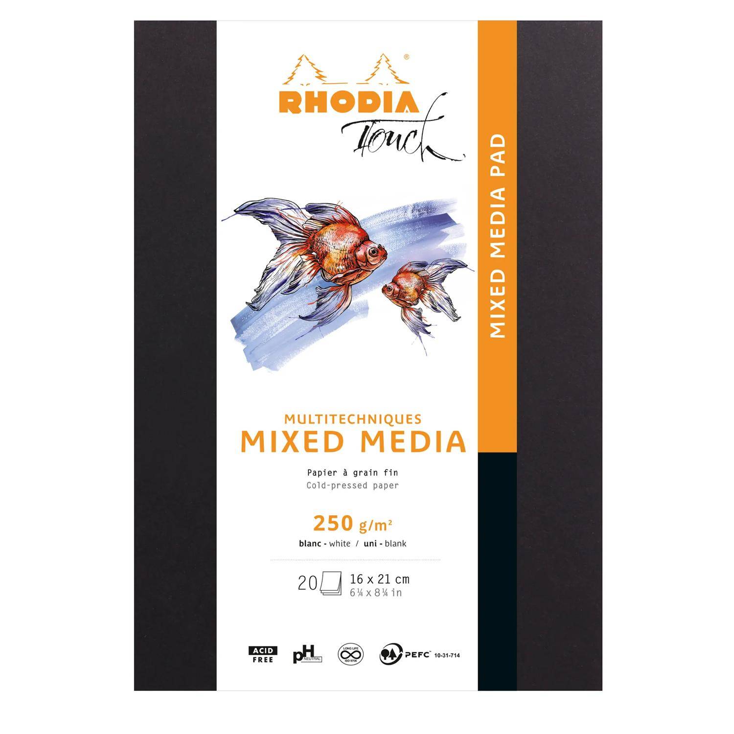 Rhodia Touch Block A5 20 Bl Paint'ON-Papier extraweiß 250g Schwarz 116187C
