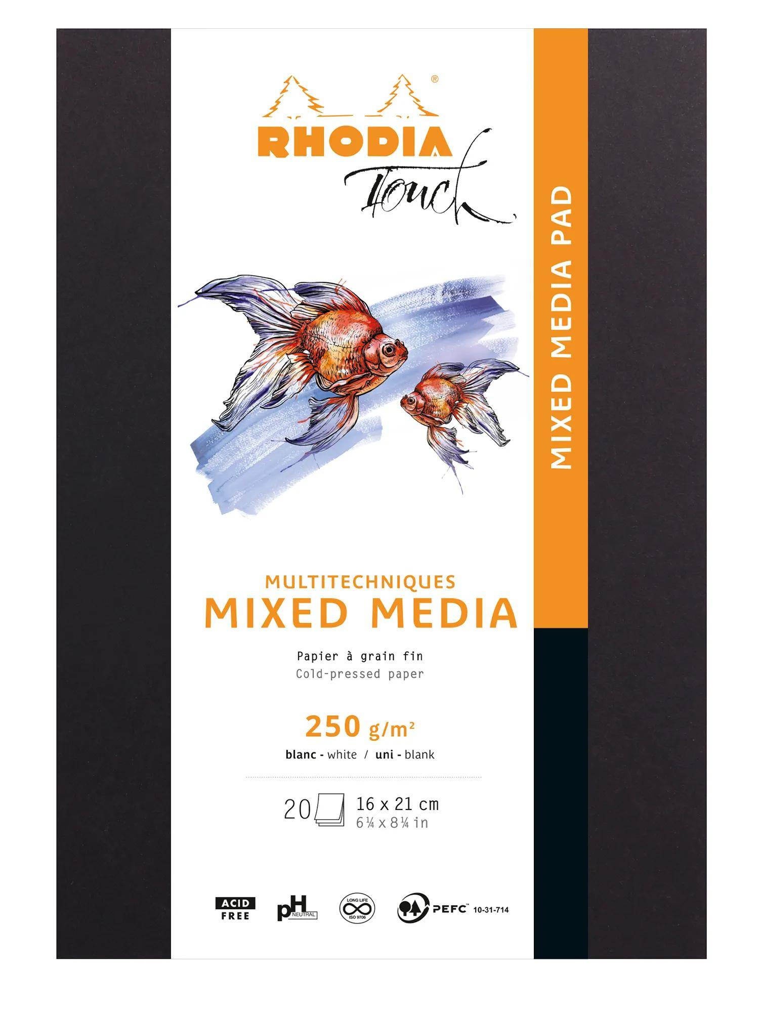 Rhodia Touch Block A5 20 Bl Paint'ON-Papier extraweiß 250g Schwarz 116187C