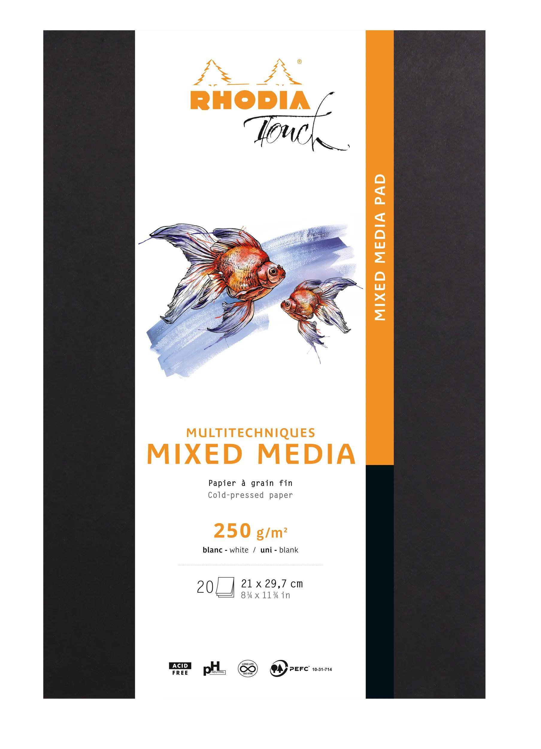 Rhodia Touch Block A4 20 Bl Paint'ON-Papier extraweiß 250g Schwarz 116188C