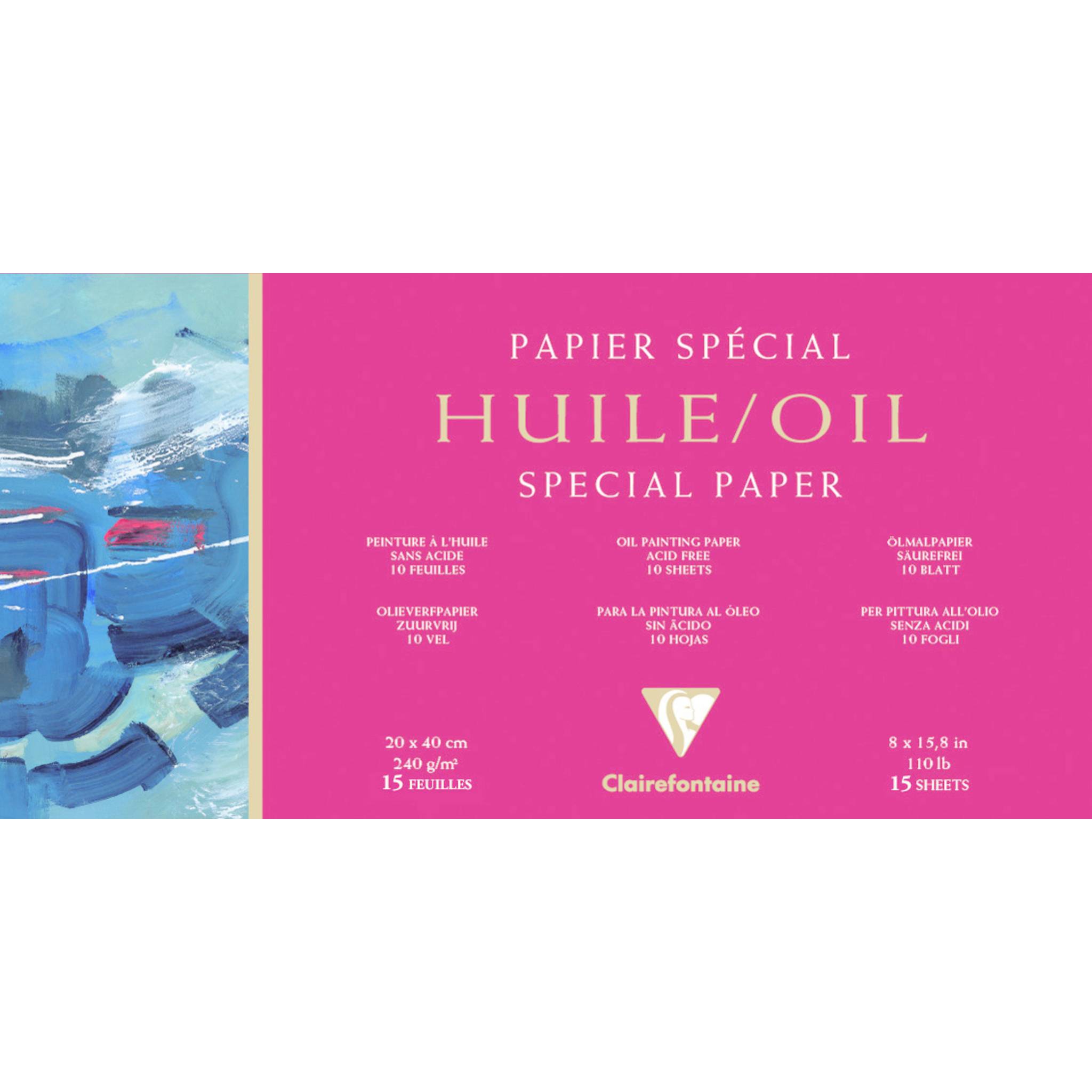 Clairefontaine Block 4-seitig verleimt, Ölpapier HUILE, 20x40cm 15 Blatt 96491C
