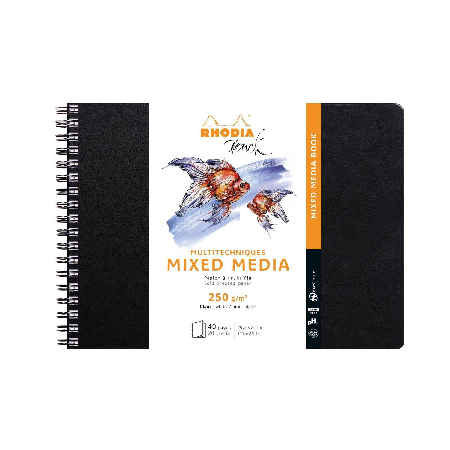 Rhodia Touch Book, Skizzenbuch 20 Bl extraweiß 250g, A4 Quer Schwarz 116180C