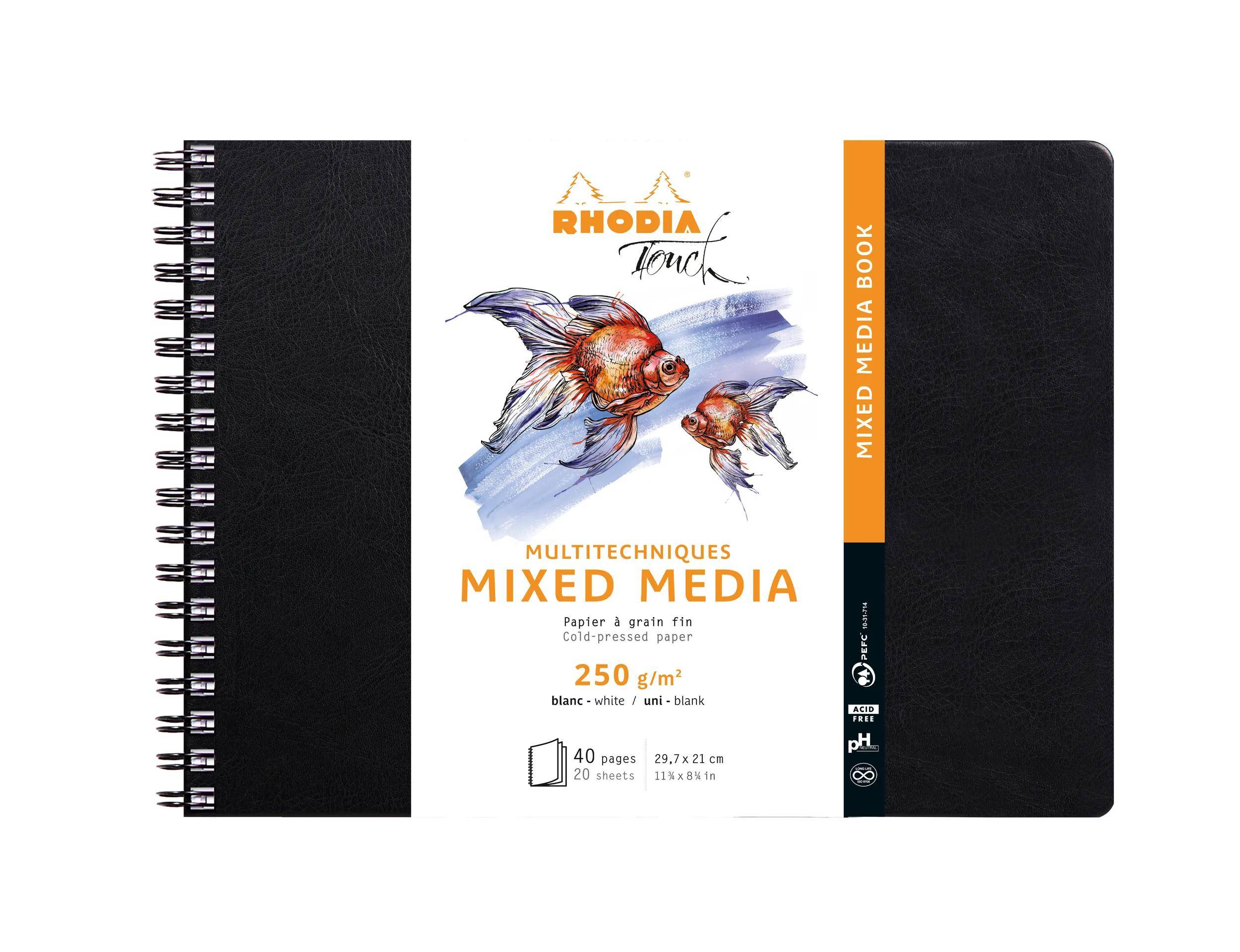 Rhodia Touch Book, Skizzenbuch 20 Bl extraweiß 250g, A4 Quer Schwarz 116180C