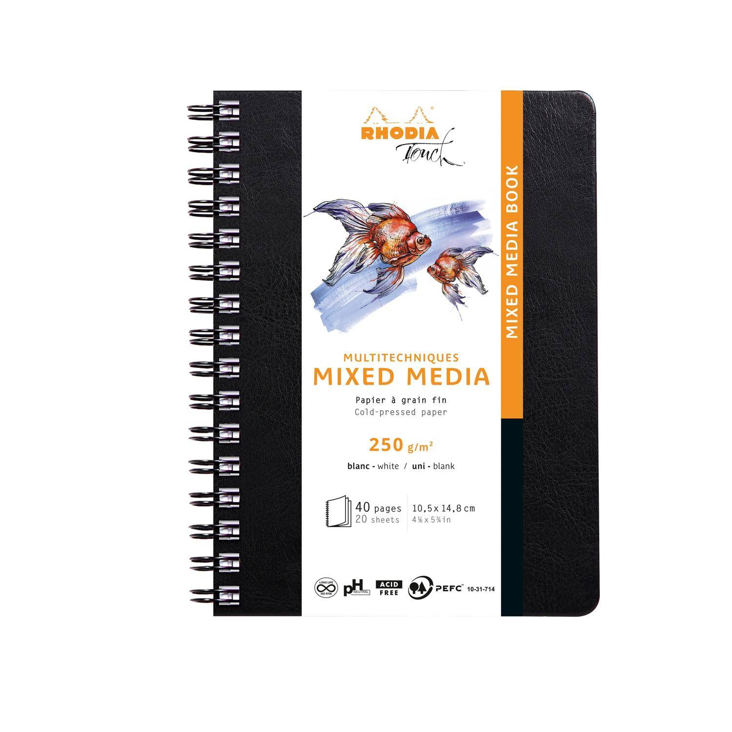 Rhodia Touch Book, Skizzenbuch A6 20 Bl extraweiß 250g Schwarz 116181C