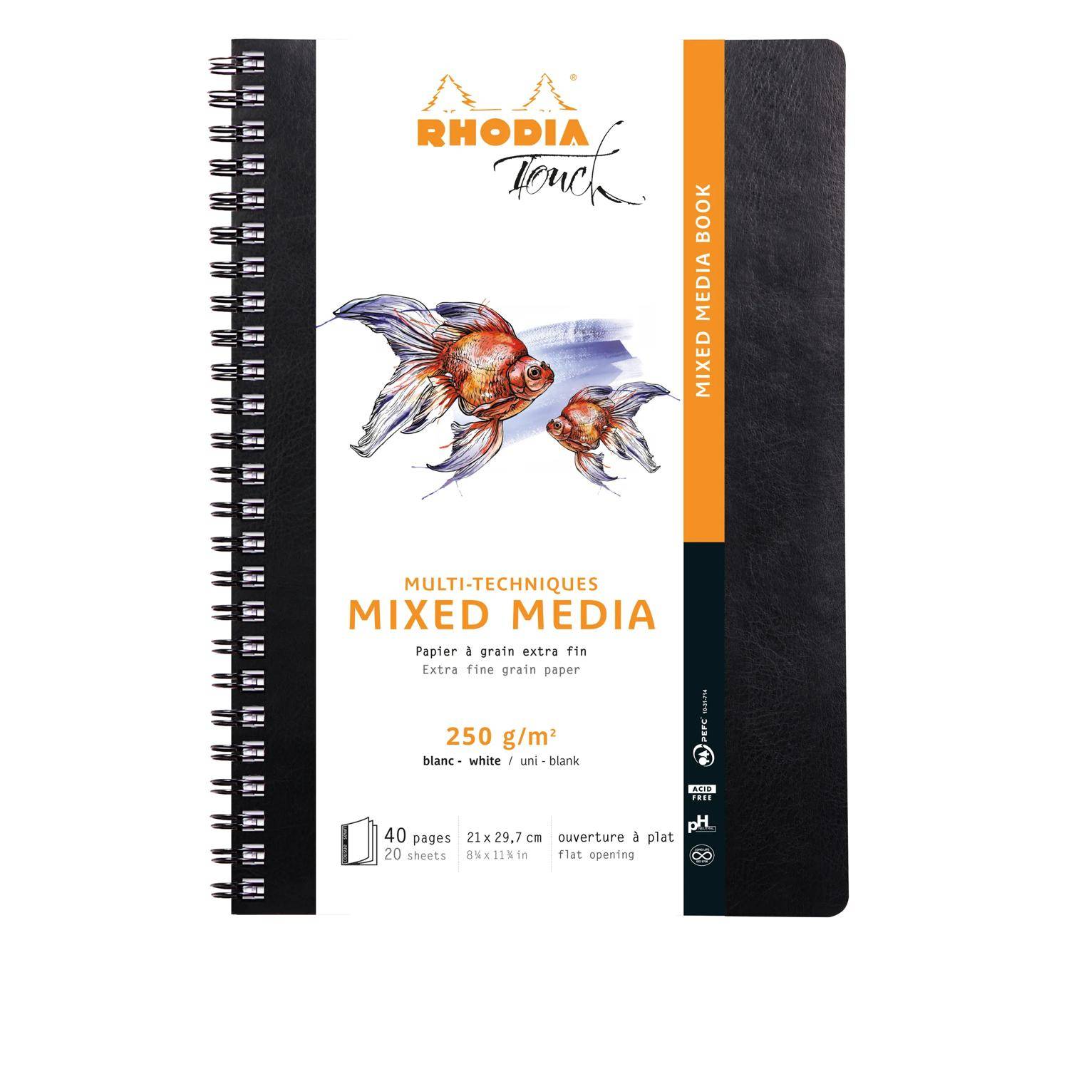 Rhodia Touch Book, Skizzenbuch A4 20 Bl extraweiß 250g Schwarz 116183C