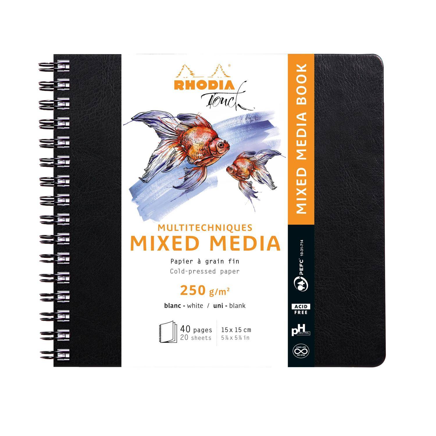 Rhodia Touch Book, Skizzenbuch 20 Bl extraweiß 250g, 15x15 cm Schwarz 116184C