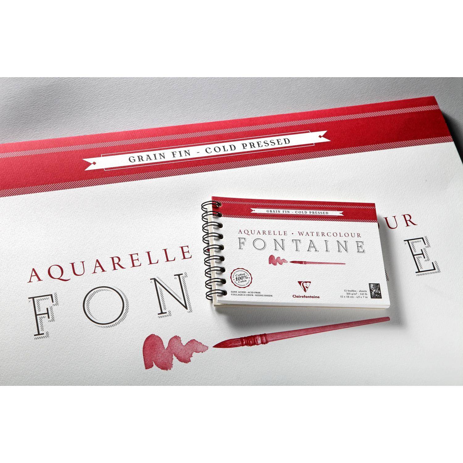 Clairefontaine Aquarellblock Fontaine Hadern, 12x18cm, 12 Blatt weiß 96312C