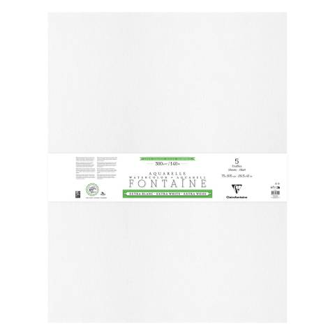 Clairefontaine Fontaine Extraweiß Torchon/rau, Pkg 5 Bogen 75x105cm 300g 976095C