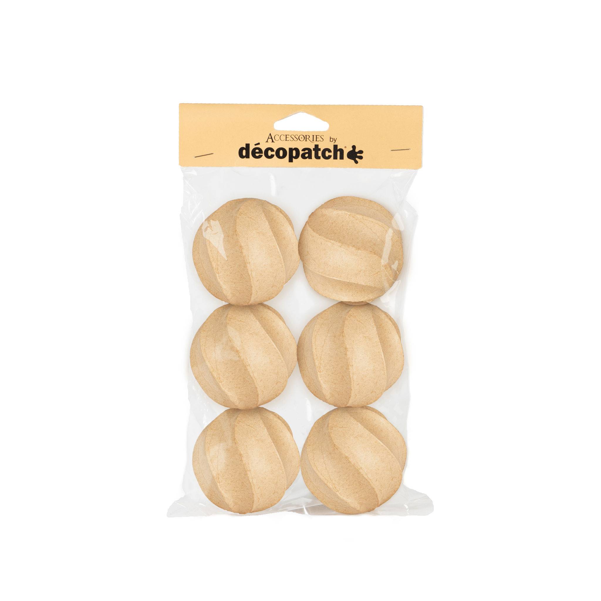 Décopatch Packung mit 6 gedrehten Kugeln, 7,5x13,5x21 cm - Kartonbraun NO064C