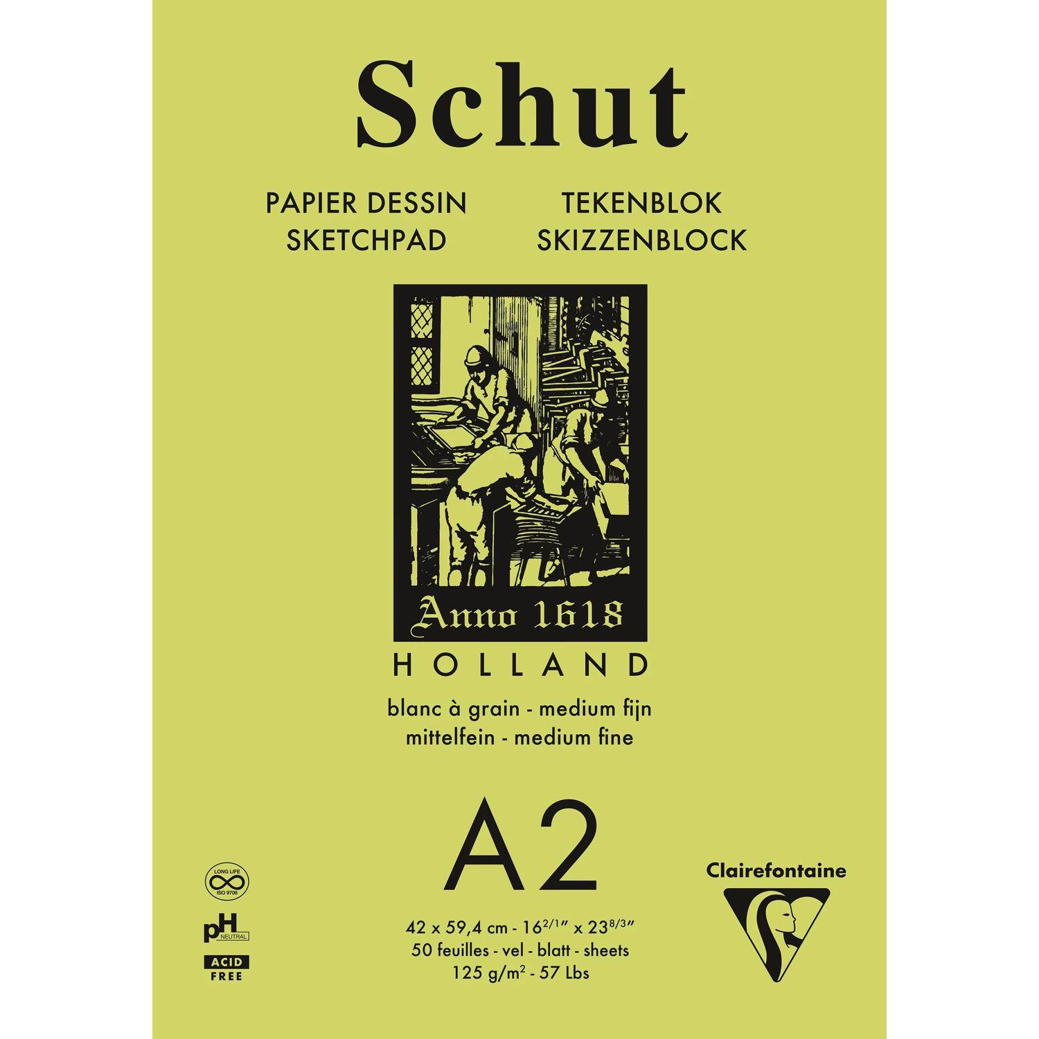 Clairefontaine Skizzenblock A2 50 Blatt weiß telfeine Körnung SCH11802C